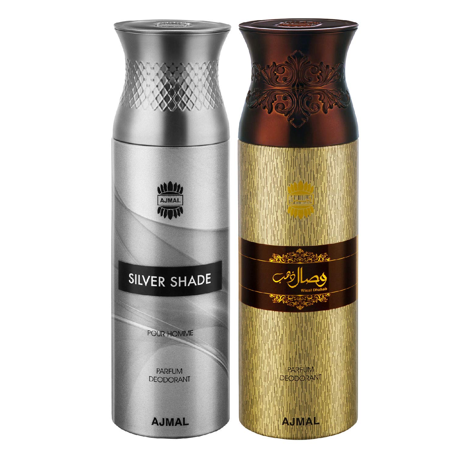 Ajmal Silver Shade & Wisal Dhahab Deodorant Spray for Men - 2 Pack (200ml Each) | Long-Lasting Fragrance Gift Set for Daily Use, Office & Special Occasions
