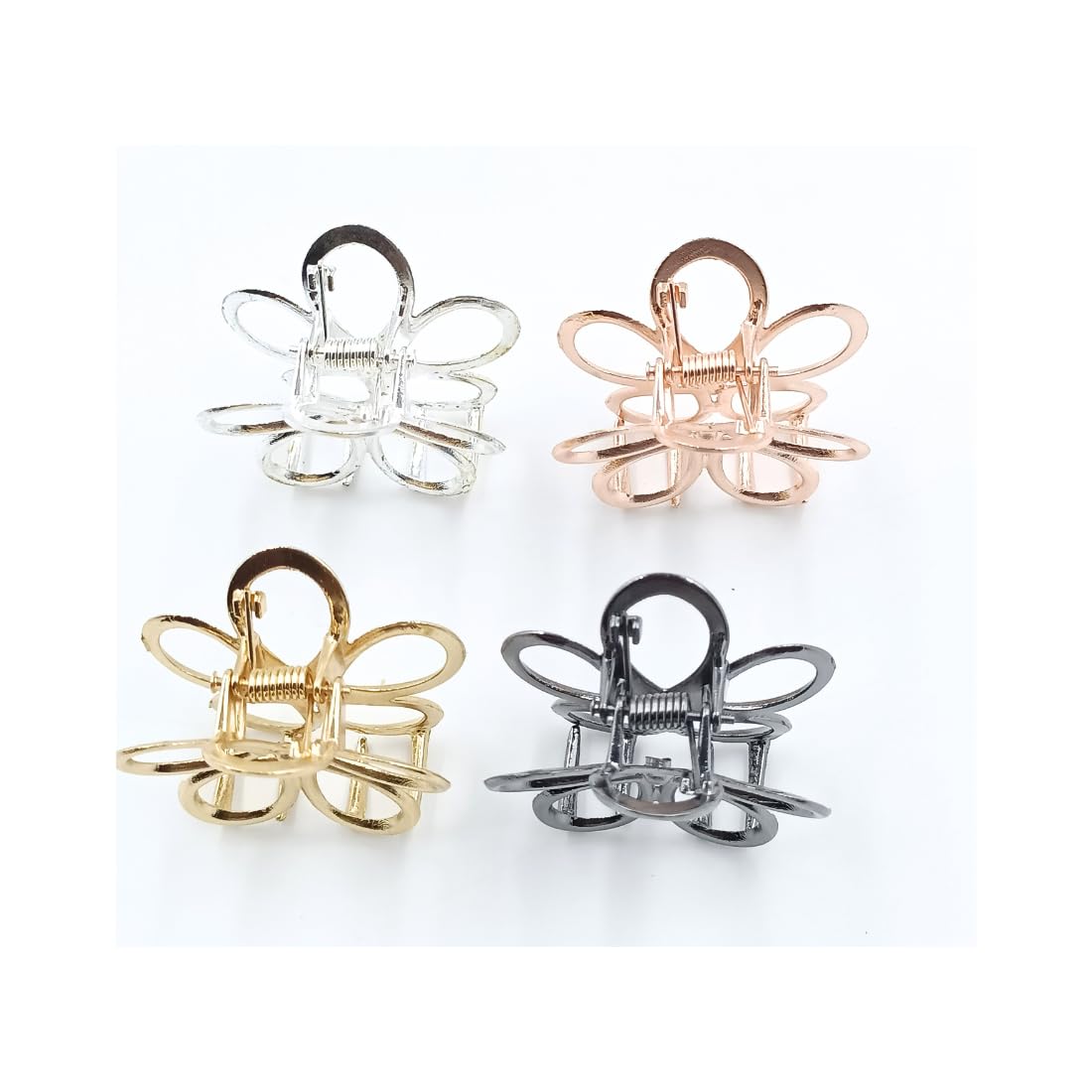 PANCIKAA Minimalist Dainty Round Geometric Hair Clips for Women & Girls - 4 Pack Set - Perfect for School, Work, Parties & Everyday Styling