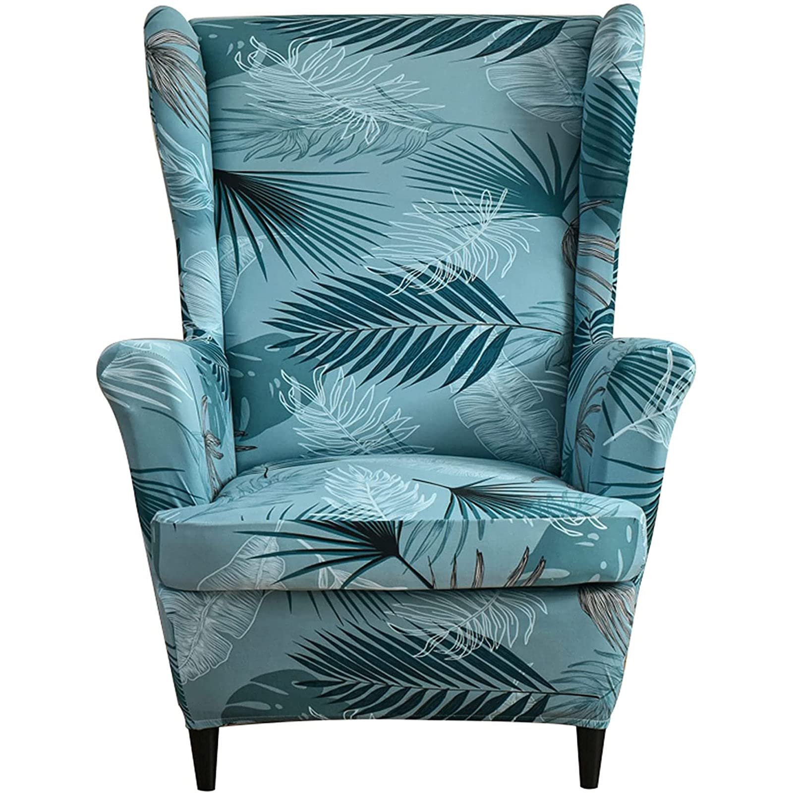 2-Piece Stretch Wing Chair Slipcover - Printed Spandex Armchair Cover, Soft Elastic Wingback Chair Slipcovers for Living Room, Kids Room & Office - Perfect for Home Decor, Furniture Protection & Style Upgrade