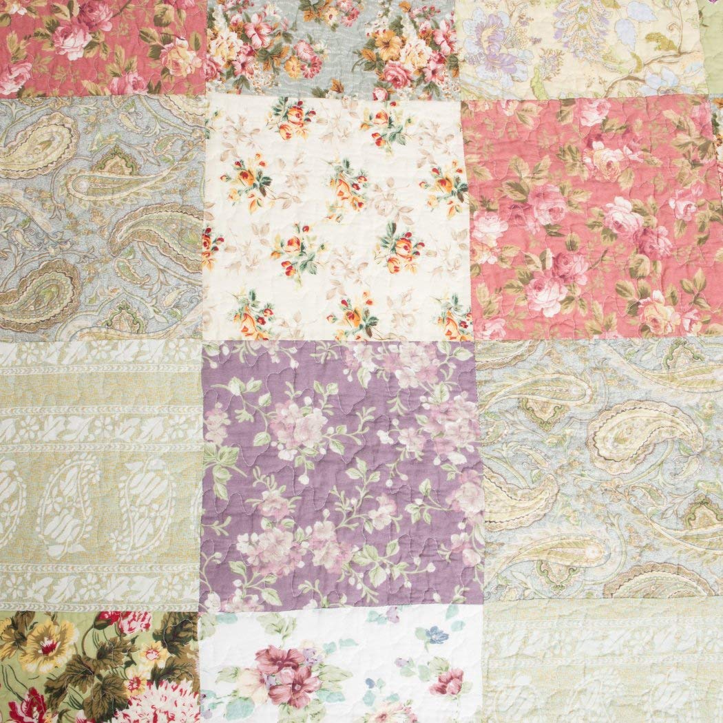Blooming Prairie King Size 3-Piece Quilt Set - Multi/Jacobean Pattern - Soft Bedding Comforter Cover for Cozy Bedroom Decor