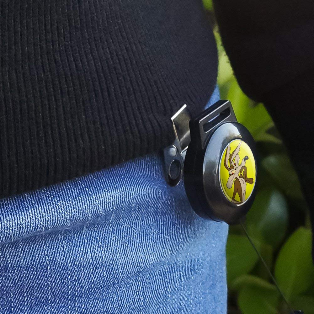 Looney Tunes Wile E Coyote Retractable Badge Reel ID Card Holder with Lanyard - Perfect for Teachers, Nurses, Office Workers and Event Staff