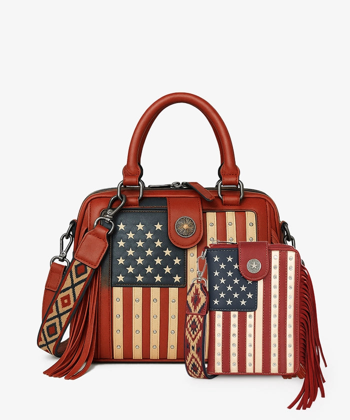 Montana West Liberty Doctor 3 Way Crossbody Bag - Limited Edition Patriotic Fringe Handbag for Women | Perfect for Work, Travel & Casual Outings
