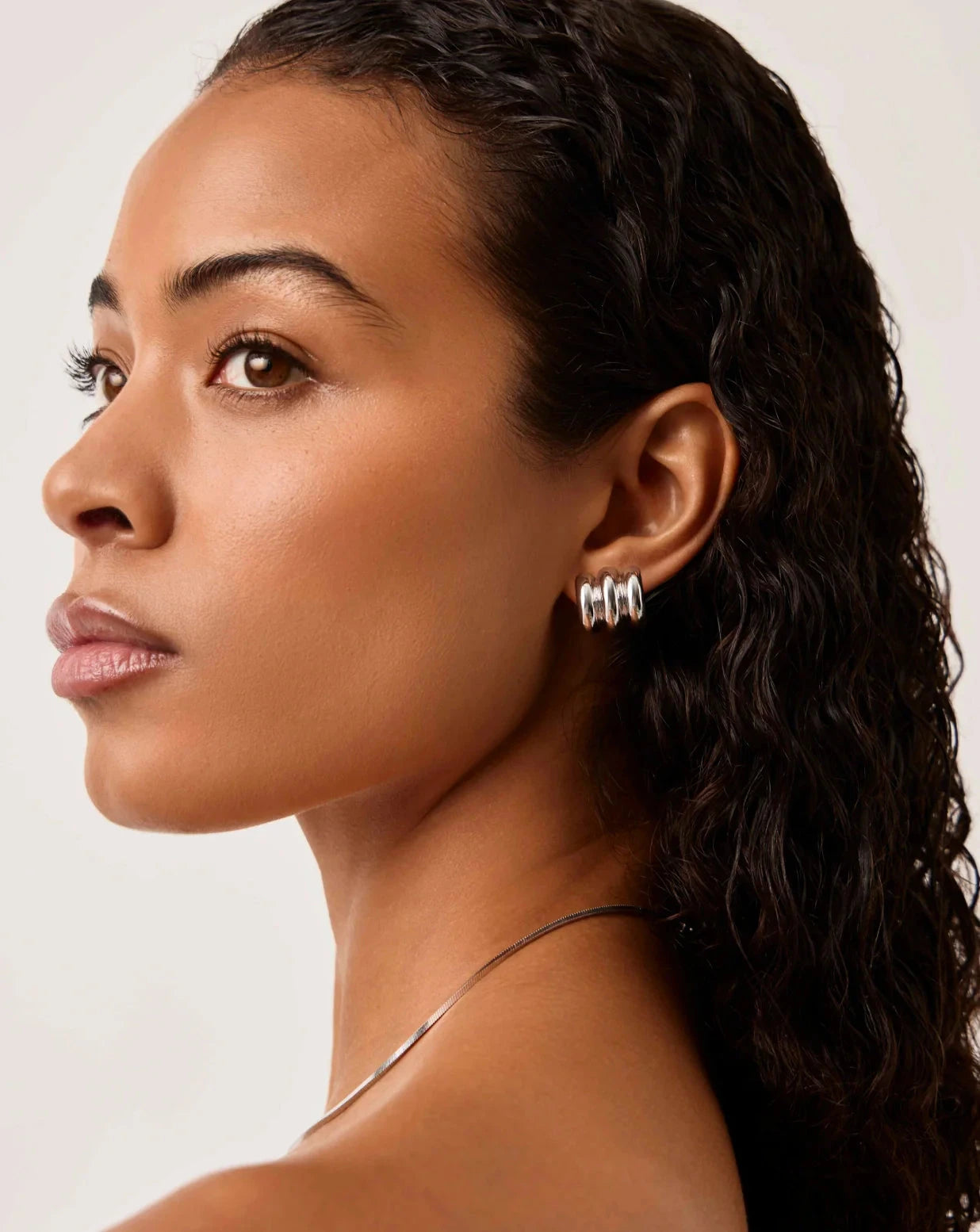Chubby Triple Small Hoop Earrings for Women - Silver Plated Dainty Jewelry - Perfect for Everyday Wear, Date Night & Gifts