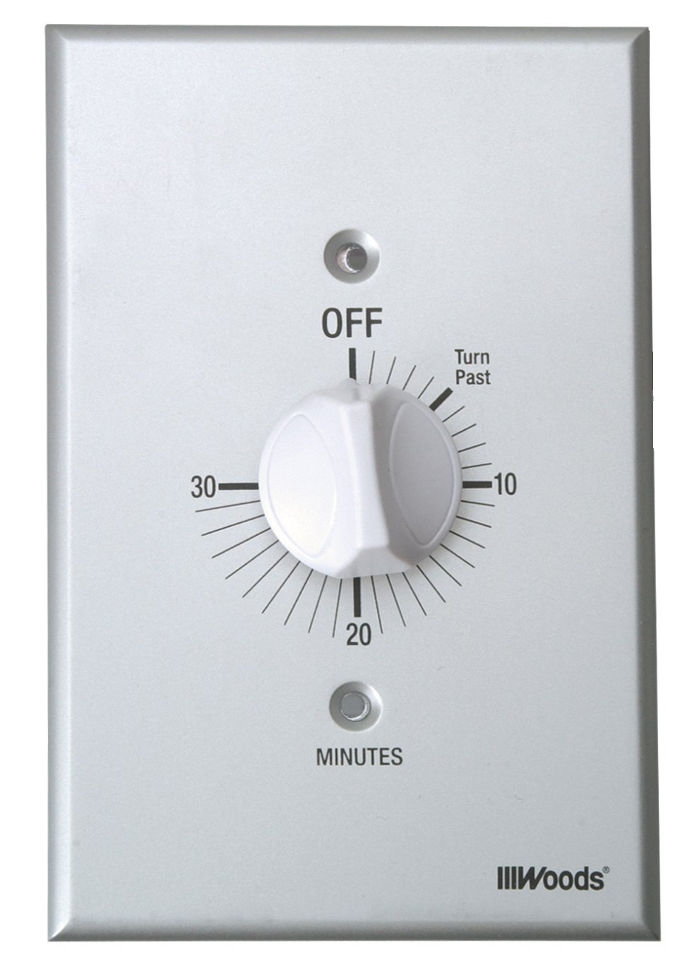 Woods 59716 30-Minute Spring Wound In-Wall Timer - Gray | Automatic Light Switch for Bathroom, Laundry Room & Home Automation