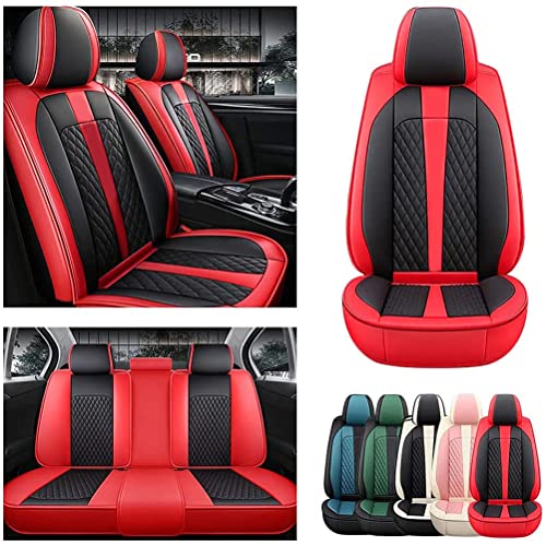 Premium Front & Rear Seat Covers for Toyota Tacoma 2000-2021 - Luxury PU Leather Car Seat Protectors, Comfortable & Stylish Black with Red Stitching - Perfect for Off-Roading, Daily Commute & Truck Enthusiasts