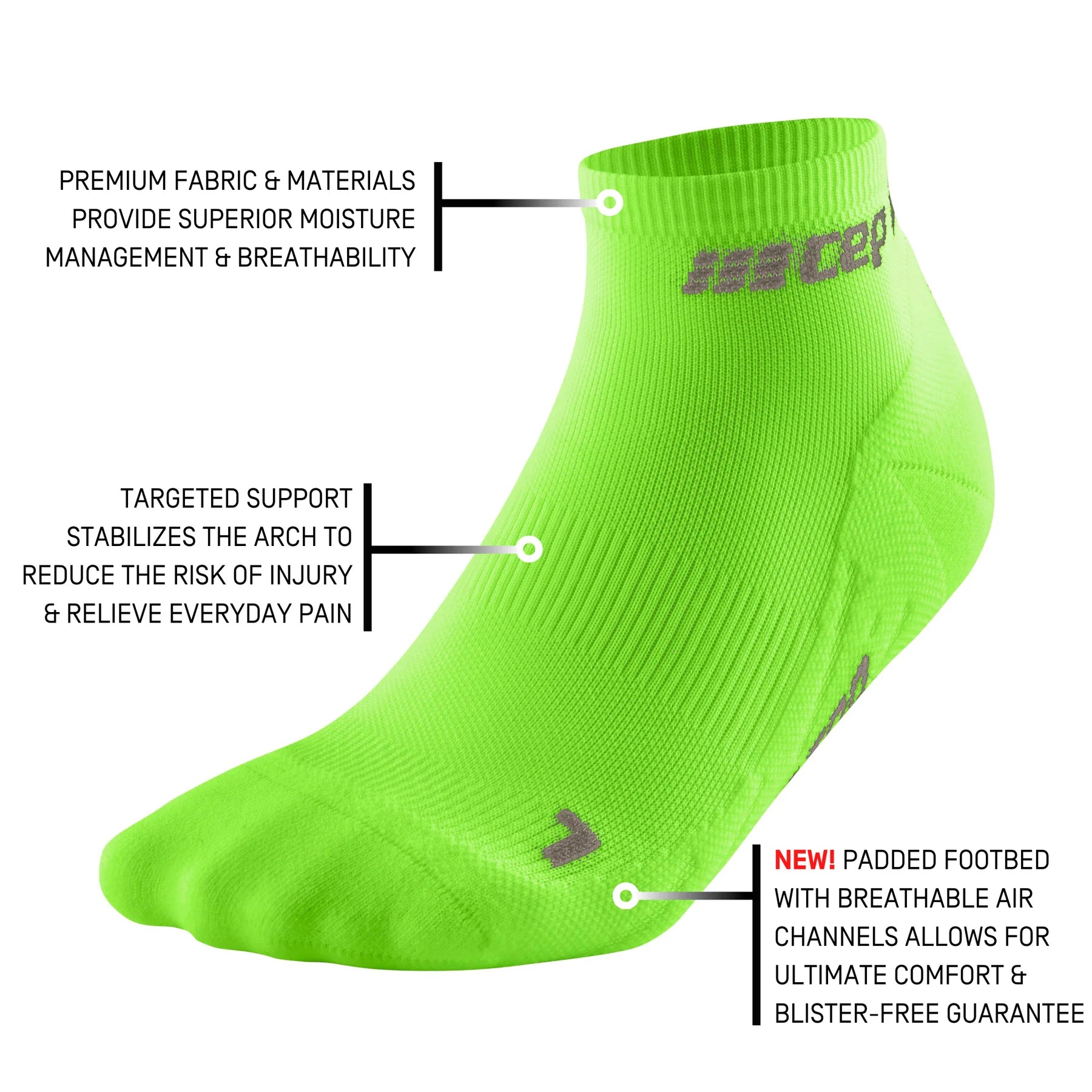 CEP Women's The Run Socks Low Cut v4 - Performance Running Socks for Women, Breathable & Supportive, Green - Perfect for Marathon Training & Everyday Jogging