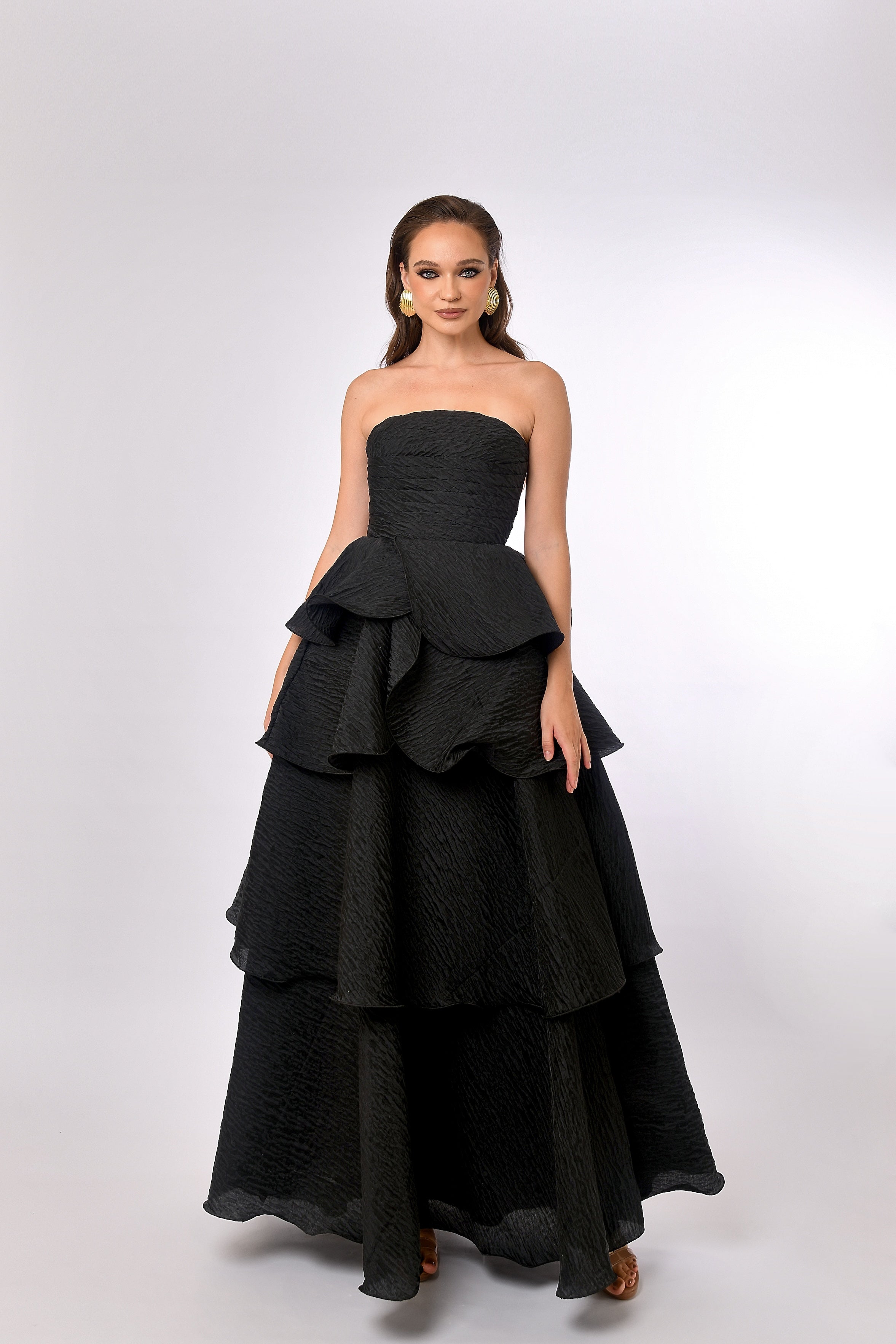 Krista Strapless Tiered Gown - Elegant Formal Dress for Prom, Evening Gala & Special Occasions | Plus Size Options Available