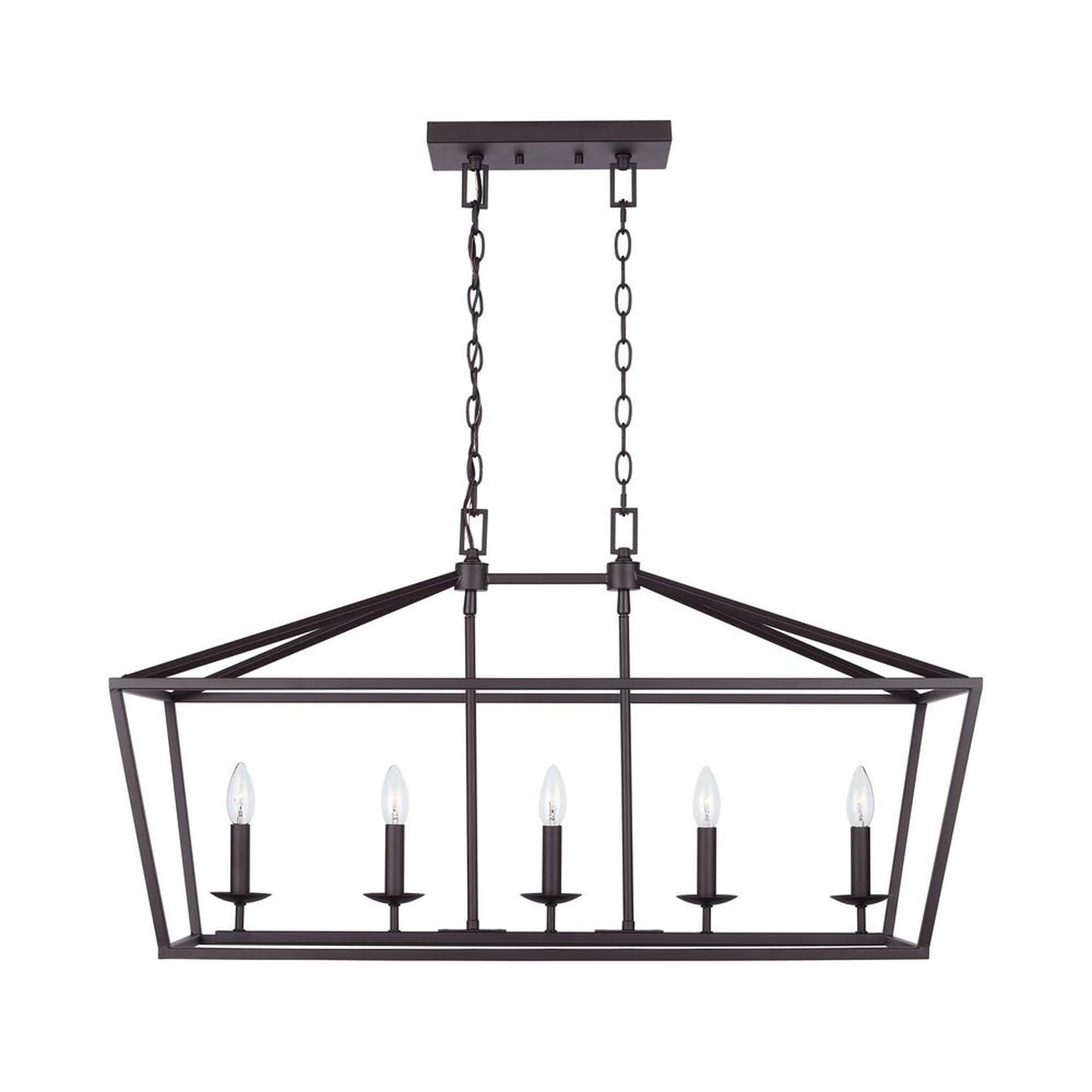 SHAKLAK Weyburn 5-Light Bronze Caged Island Chandelier - Modern Farmhouse Pendant Lighting for Kitchen, Dining Room & Bedroom - Dimmable Industrial Style Ceiling Light Fixture