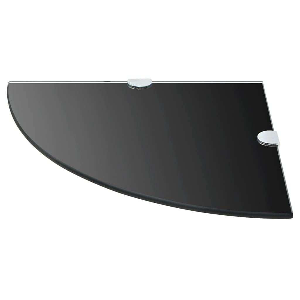 2-Pack Black Tempered Glass Corner Shelves (9.8