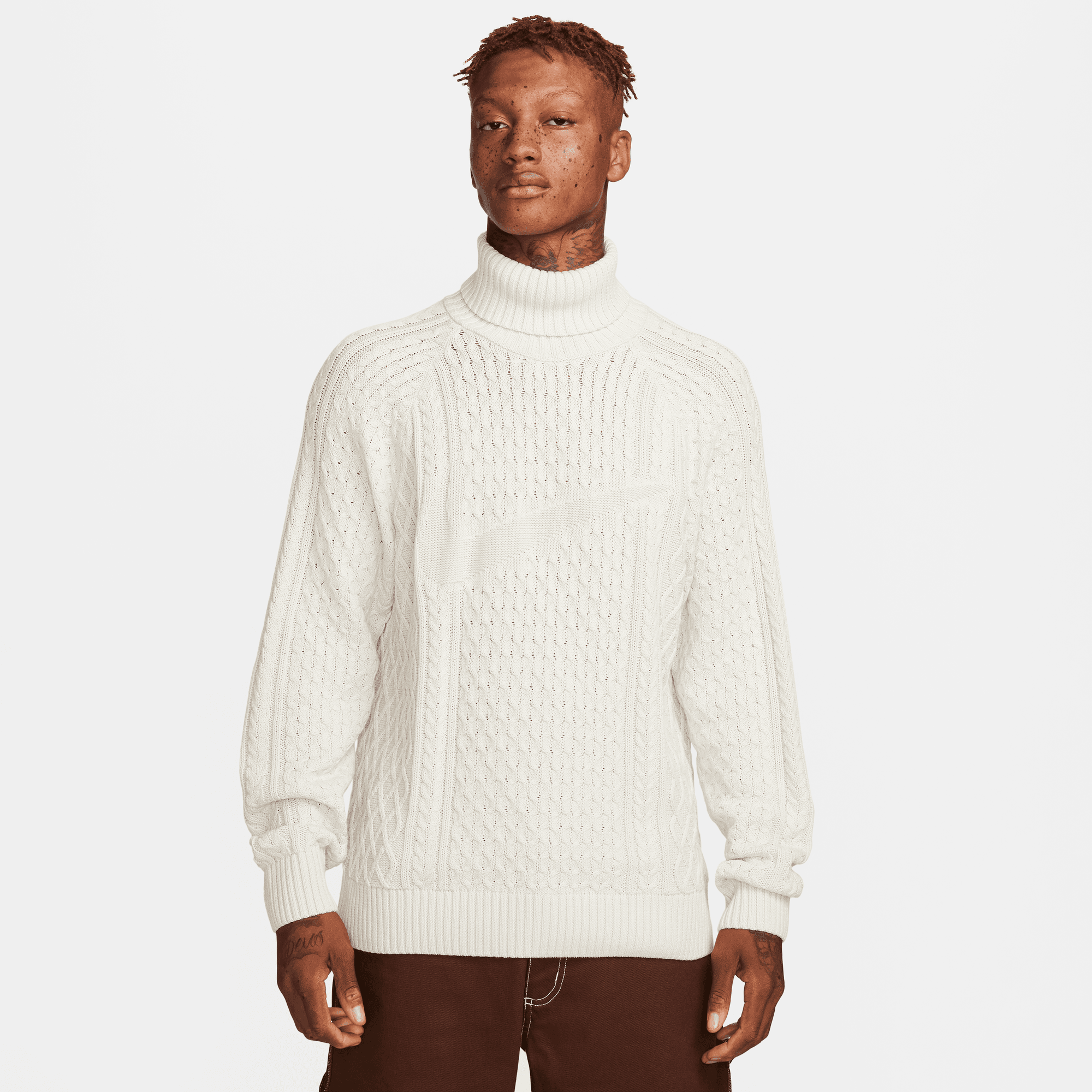 Cable Knit Turtleneck Sweater Women's Light Bone - Cozy Winter Pullover for Casual Outfits & Office Wear