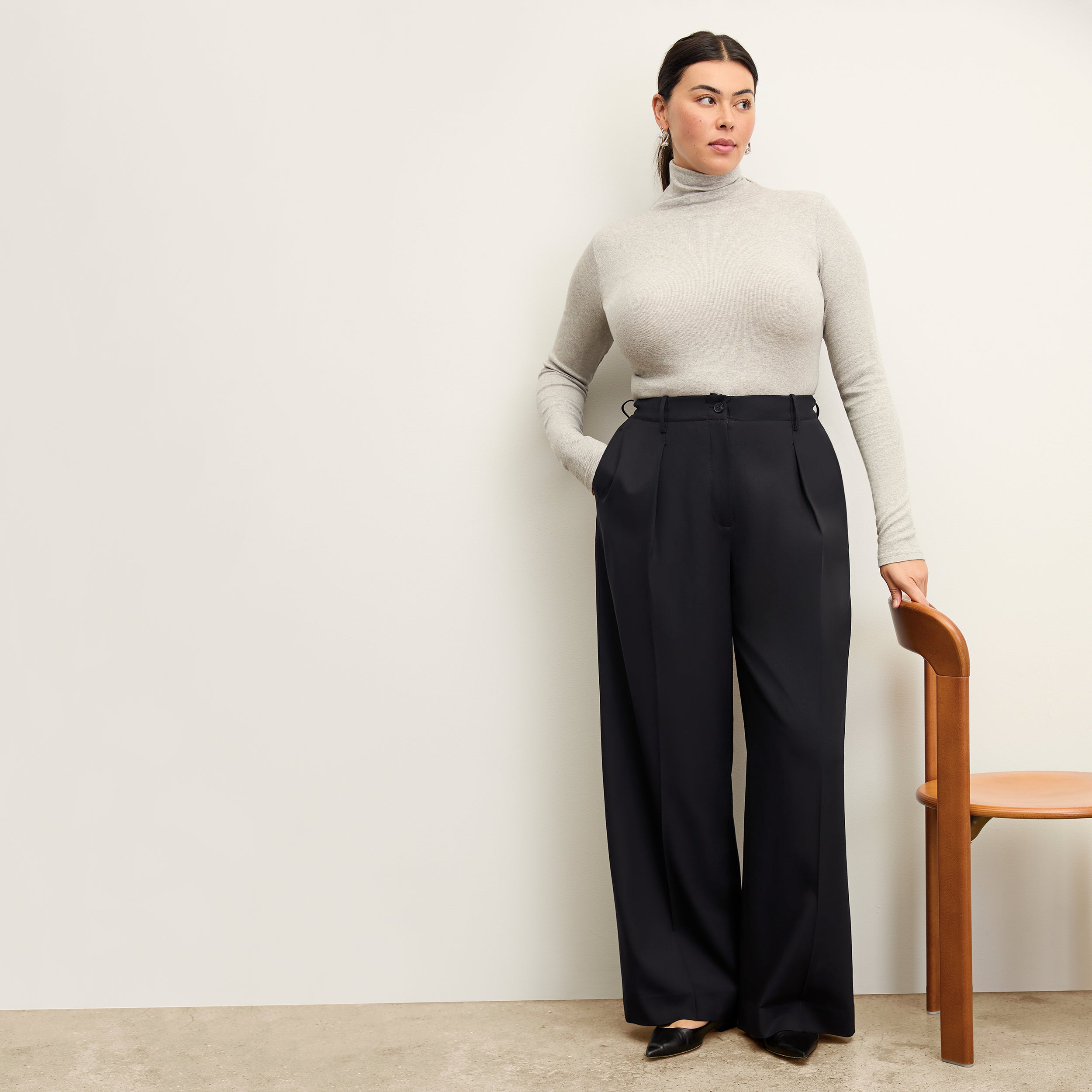 Zuri Pant Washable Wool Twill Pants for Women - Comfortable & Durable Black Trousers for Office, Travel & Casual Wear