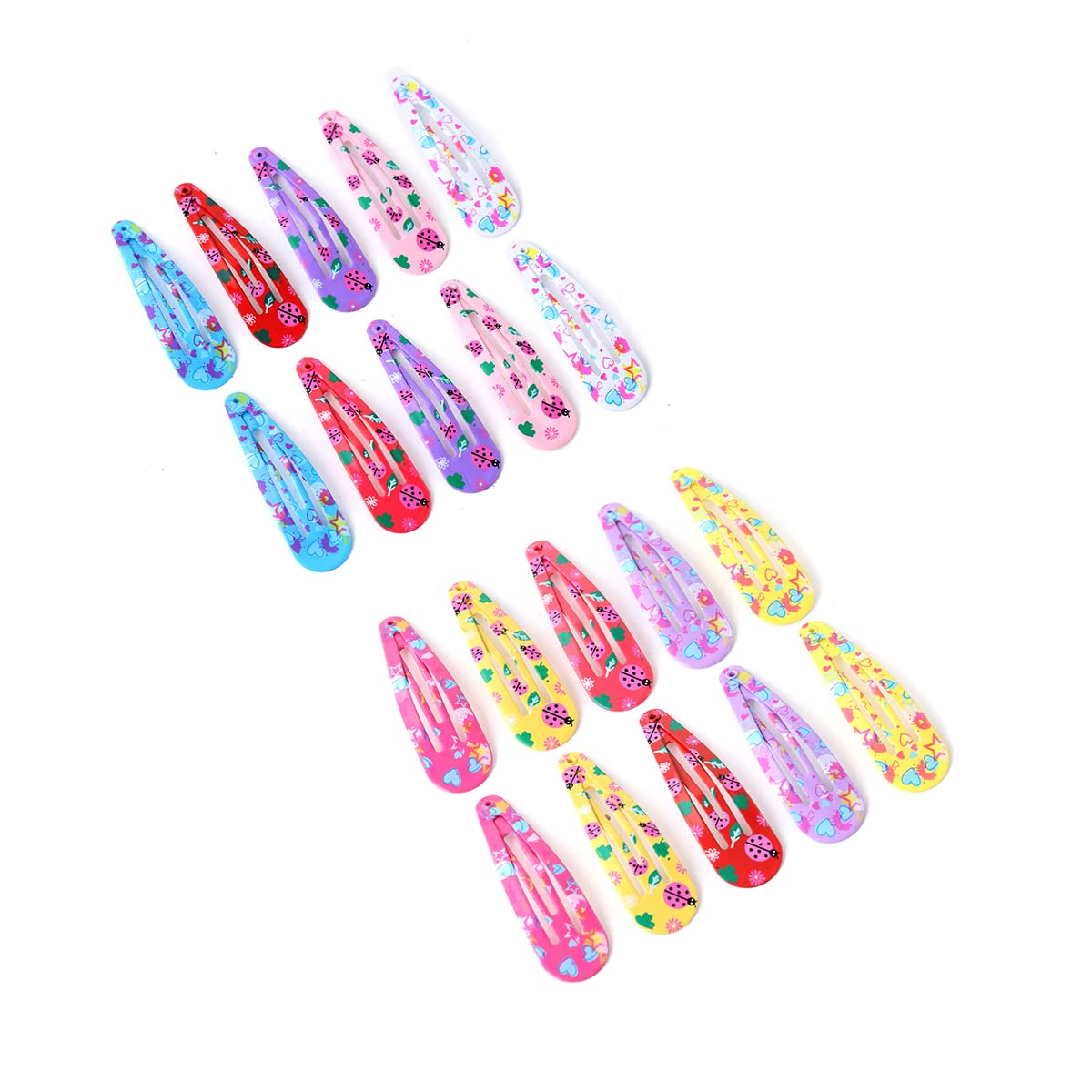 Melbees by Yellow Chimes 20-Piece Girls Hair Clips Set - Colorful Snap Clips & Tic Tac Hair Pins for Kids - Cute Hair Accessories for School, Parties & Everyday Wear
