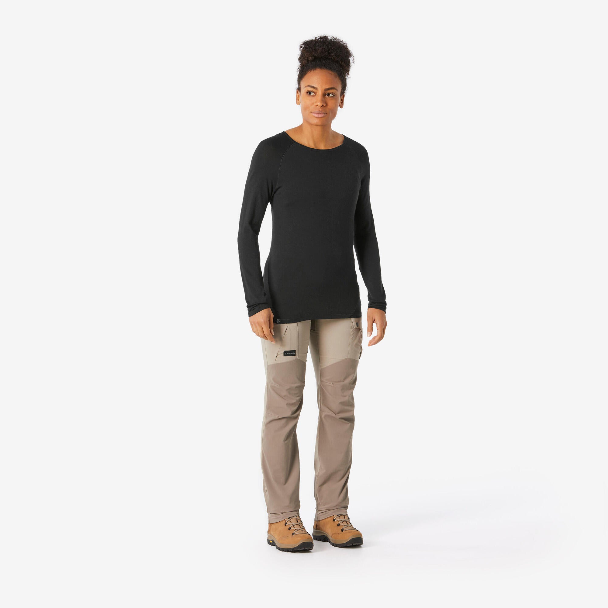 Simond Women's MT500 Long Sleeve 100% Merino Wool Shirt - Soft & Breathable Base Layer for Hiking, Skiing & Outdoor Activities