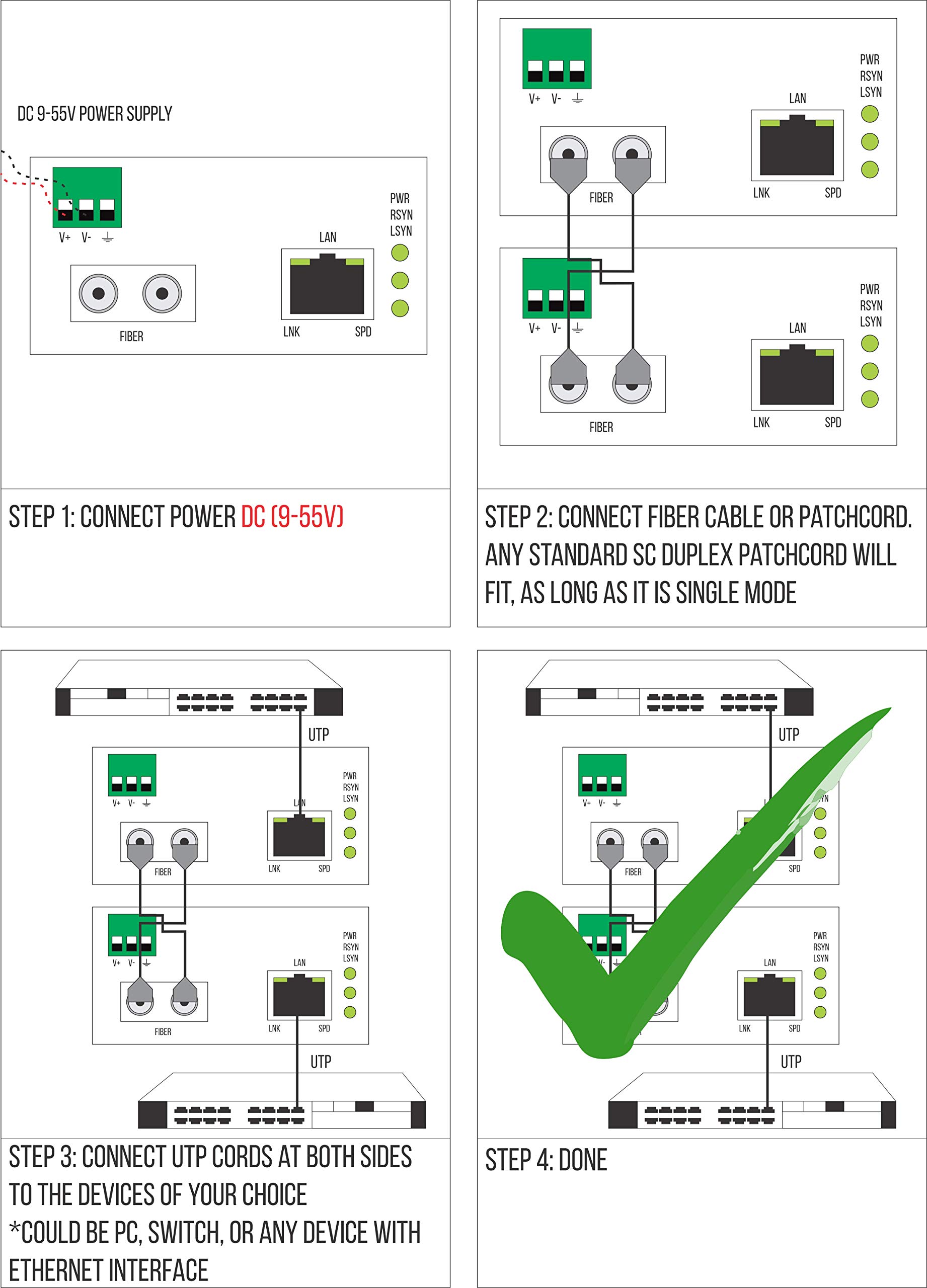 Industrial DIN Rail Mount 850nm Gigabit Fiber Optic Media Converter - 1000Base-SX/100Base-SX - 10/100/1000Mbps Auto-Sensing UTP Port - 550m Range for Factory Automation & Network Infrastructure