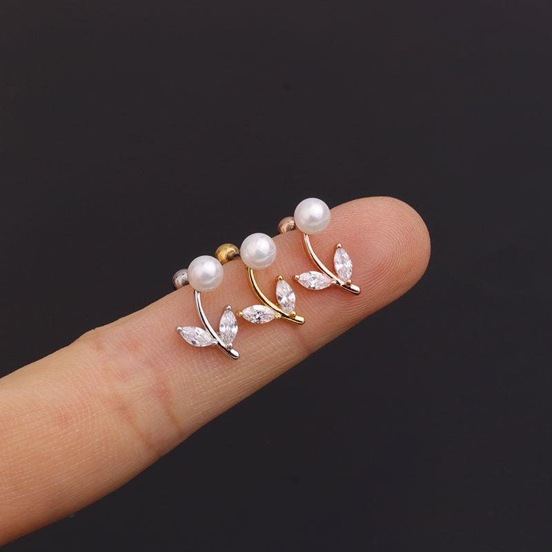 20G Cartilage Flower Stud Earrings with Pearl Accents - Dainty Floral Ear Jewelry for Women | Perfect for Everyday Wear, Parties & Special Occasions