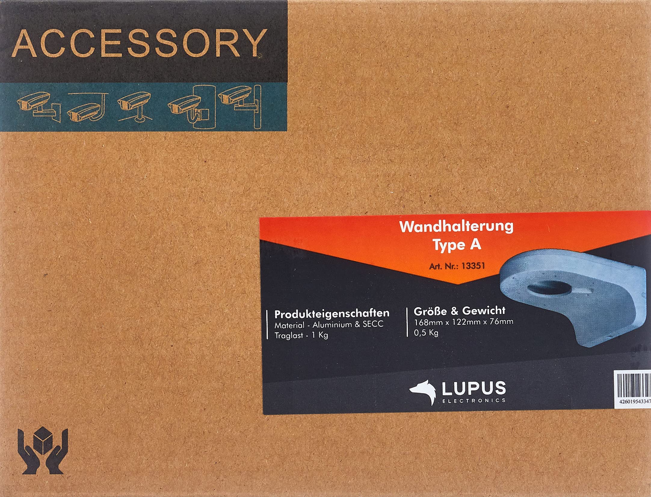 Lupus Electronics HDTV Wall Mount Bracket for LE338 Dome Security Camera - Perfect for Home & Office Surveillance Installation