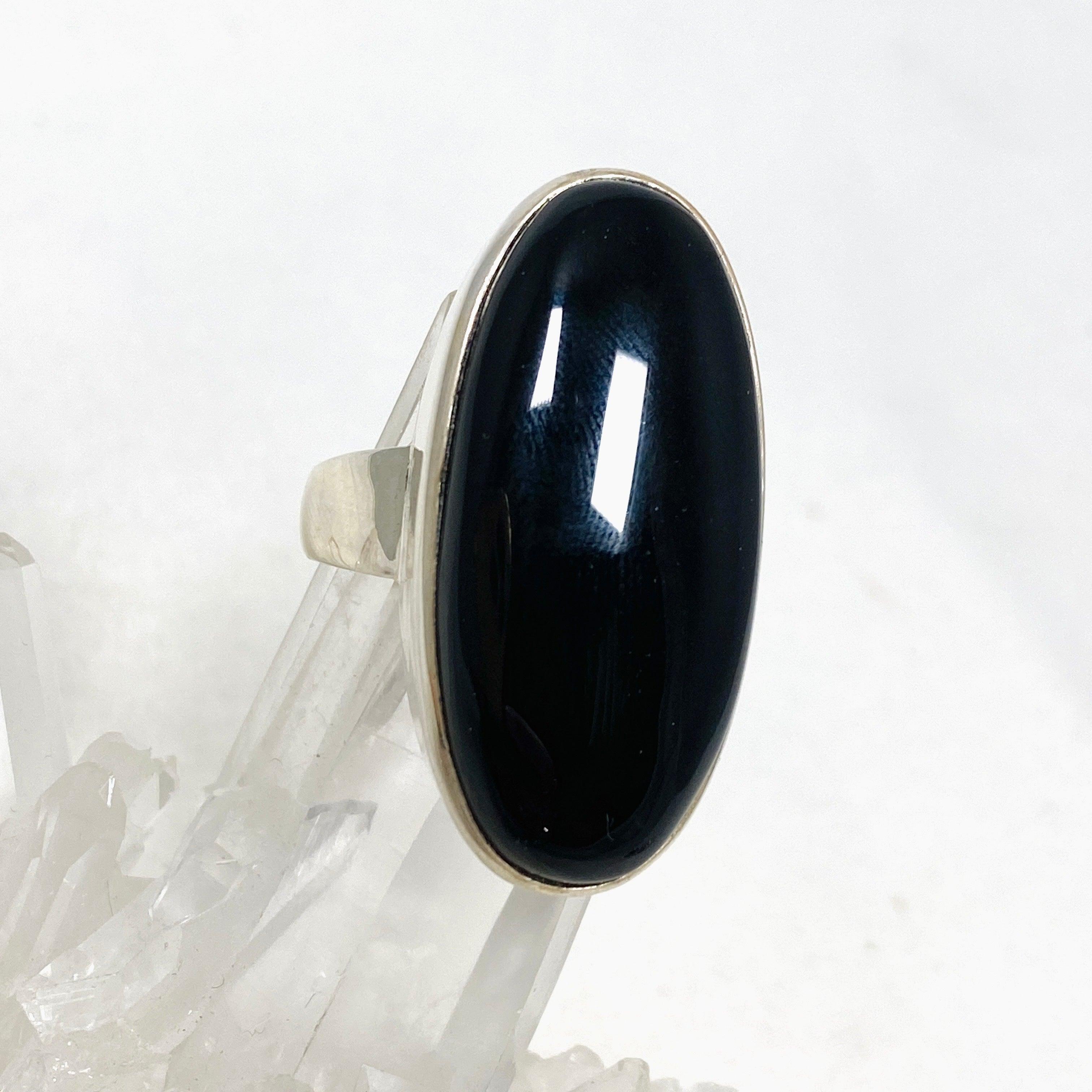Onyx Oval Ring for Women - Size 11 Sterling Silver Gothic Jewelry PRGJ433 - Perfect for Weddings, Parties and Everyday Elegant Style