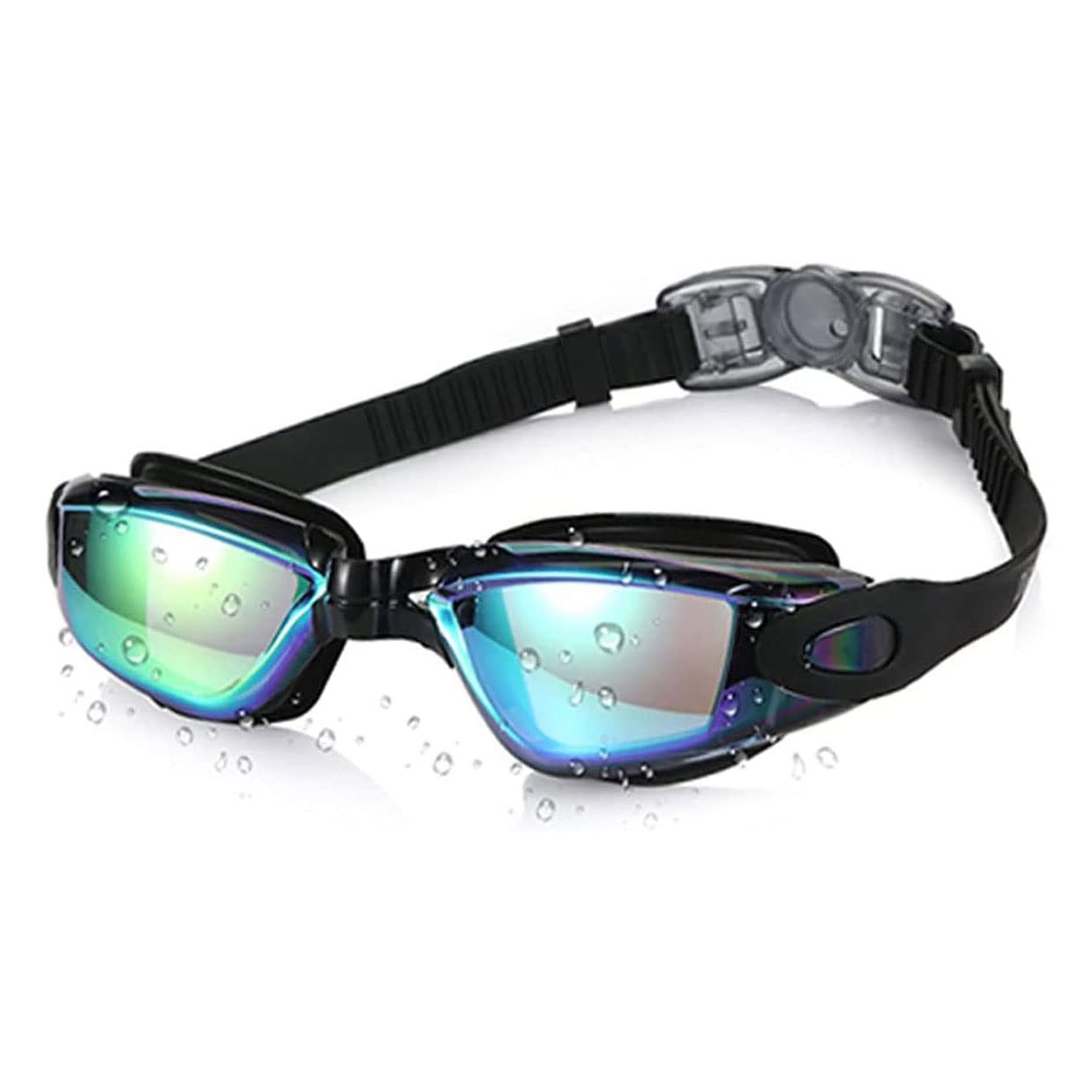 Premium Silver-Plated Swim Goggles - Anti-Fog HD Lens, Waterproof Professional Swimming Glasses for Adults (Black) | Ideal for Lap Swimming, Triathlon Training & Water Sports