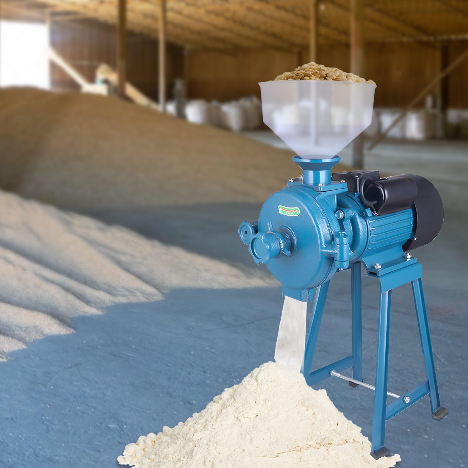2200W Electric Grain Mill Grinder - Commercial Heavy Duty Corn & Wheat Flour Mill Machine with Adjustable Thickness & Funnel - Perfect for Home Baking, Coffee Bean Grinding & Spice Processing (110V)