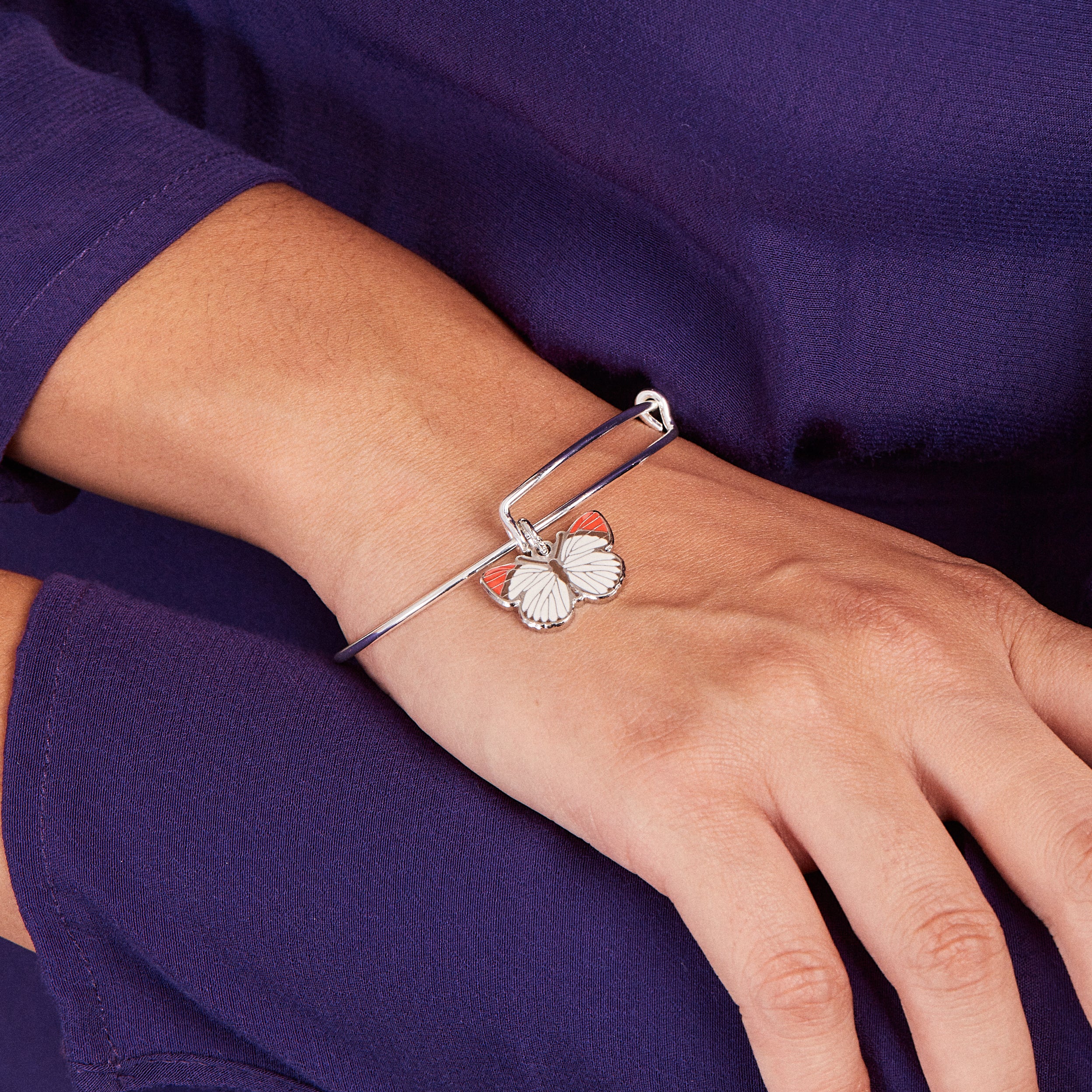 Colotis Danae Butterfly Charm Bangle - Elegant Sterling Silver Jewelry for Women | Perfect for Weddings, Parties & Everyday Wear