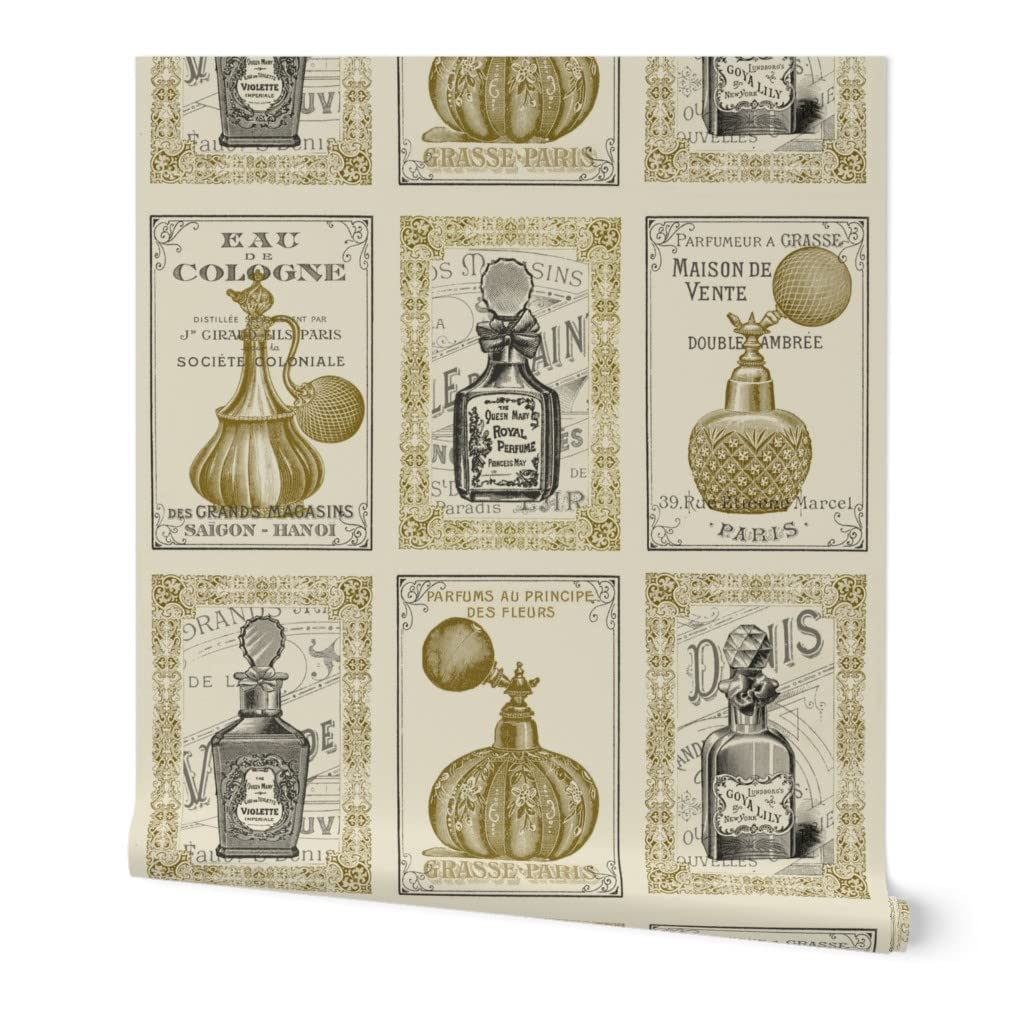 Commercial Grade Wallpaper Swatch - Vintage French Victorian Perfume Counter Advertisement Wallpaper by Spoonflower | Perfect for Home Decor, Office Design & DIY Projects
