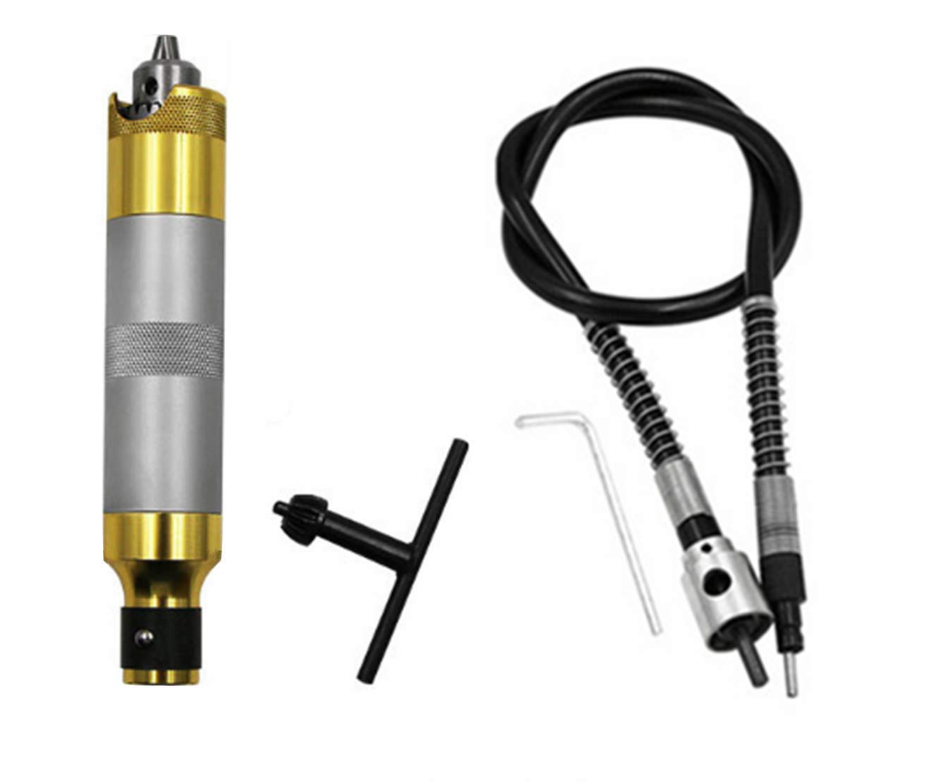 0.3-4mm Flexible Drill Shaft Adapter - Gold Rubber Flex Shaft Extension for Rotary Grinder Tools with Wrench | Perfect for Jewelry Making, DIY Crafts & Precision Metalworking