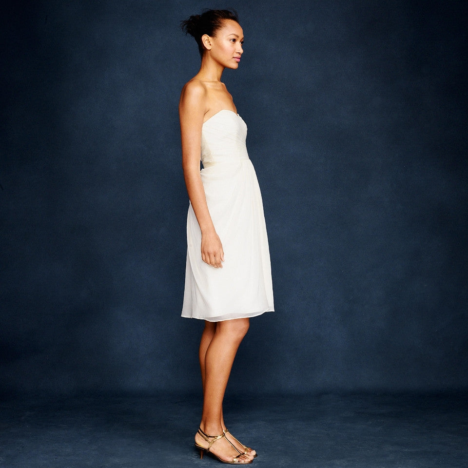 J. Crew Side Swoop Wedding Gown - Elegant A-Line Bridal Dress with Flowing Train | Perfect for Beach, Garden & Church Weddings