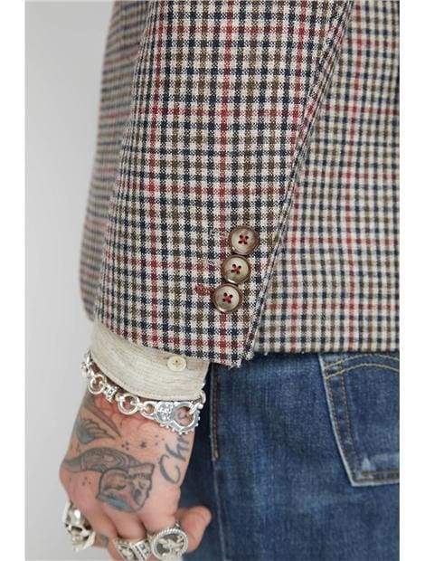 Gibson Mason Fawn Black and Red Check Blazer for Men - Stylish Plaid Sport Coat for Business, Office, and Formal Events