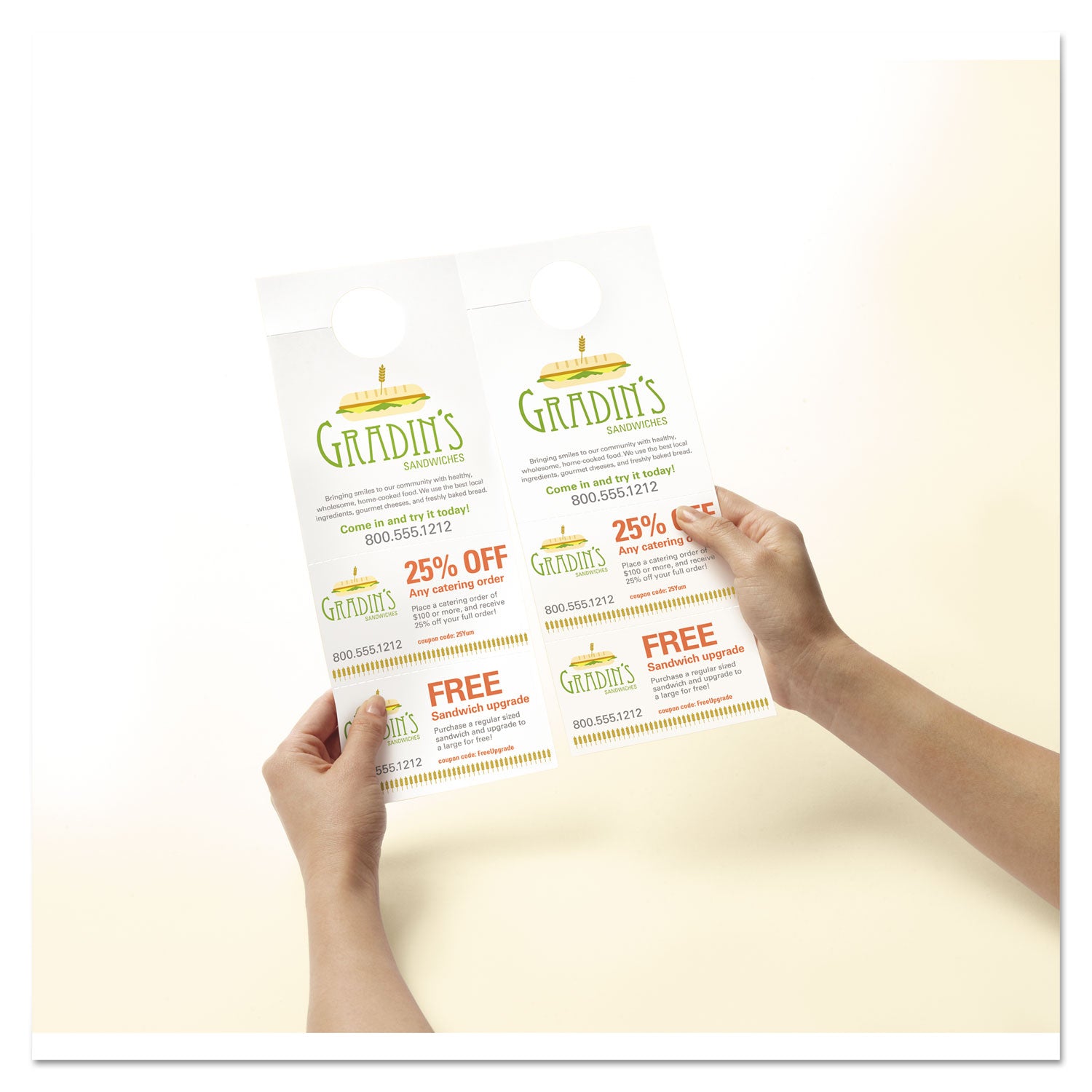 Avery® White Door Hanger with Tear Away Cards - 4.25