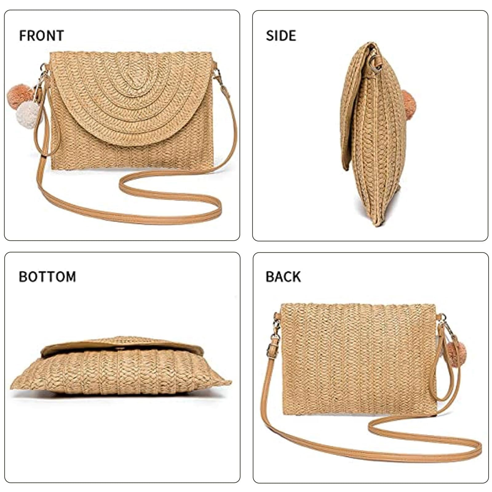 Women's Woven Straw Tote Bag with Magnetic Buckle - Handmade Beach Bag for Travel, Summer Vacation & Party Essentials | Perfect for Beach Outings, Picnics & Shopping