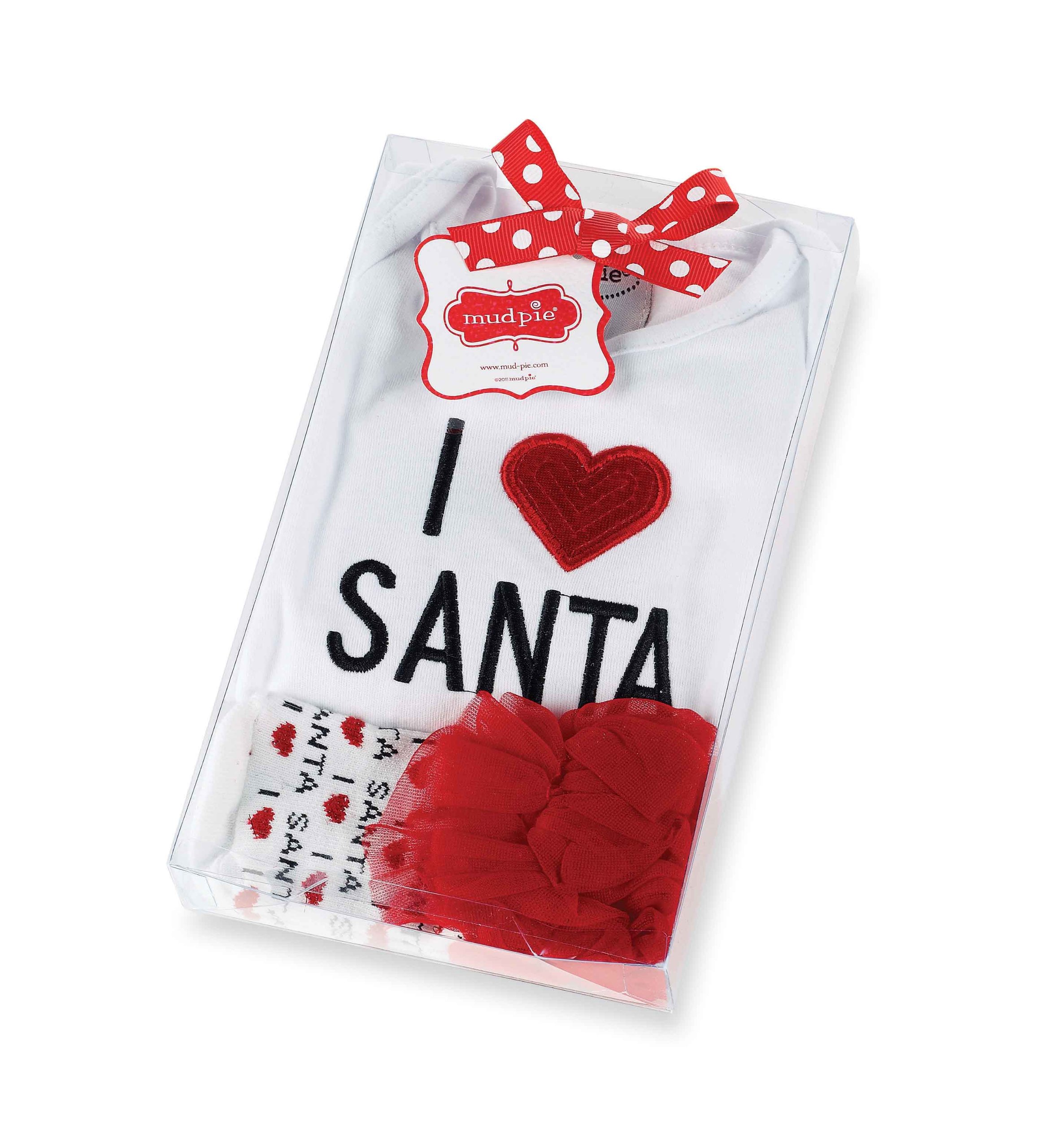 Mud Pie Baby Girls Newborn Christmas Outfit - I Love Santa Boxed Set for Holiday Photos & Family Gatherings