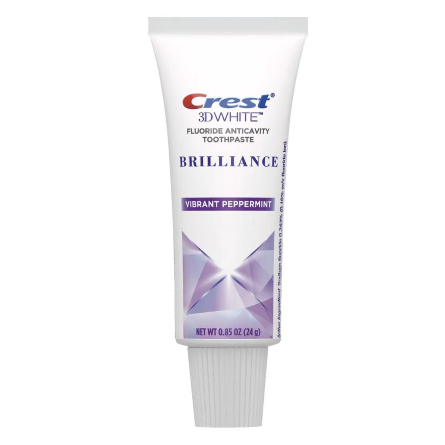 Crest 3D White Brilliance Advanced Whitening Toothpaste with Stain Protection - Vibrant Peppermint Flavor, 0.85 oz | Professional Teeth Whitening for Daily Use at Home or Travel