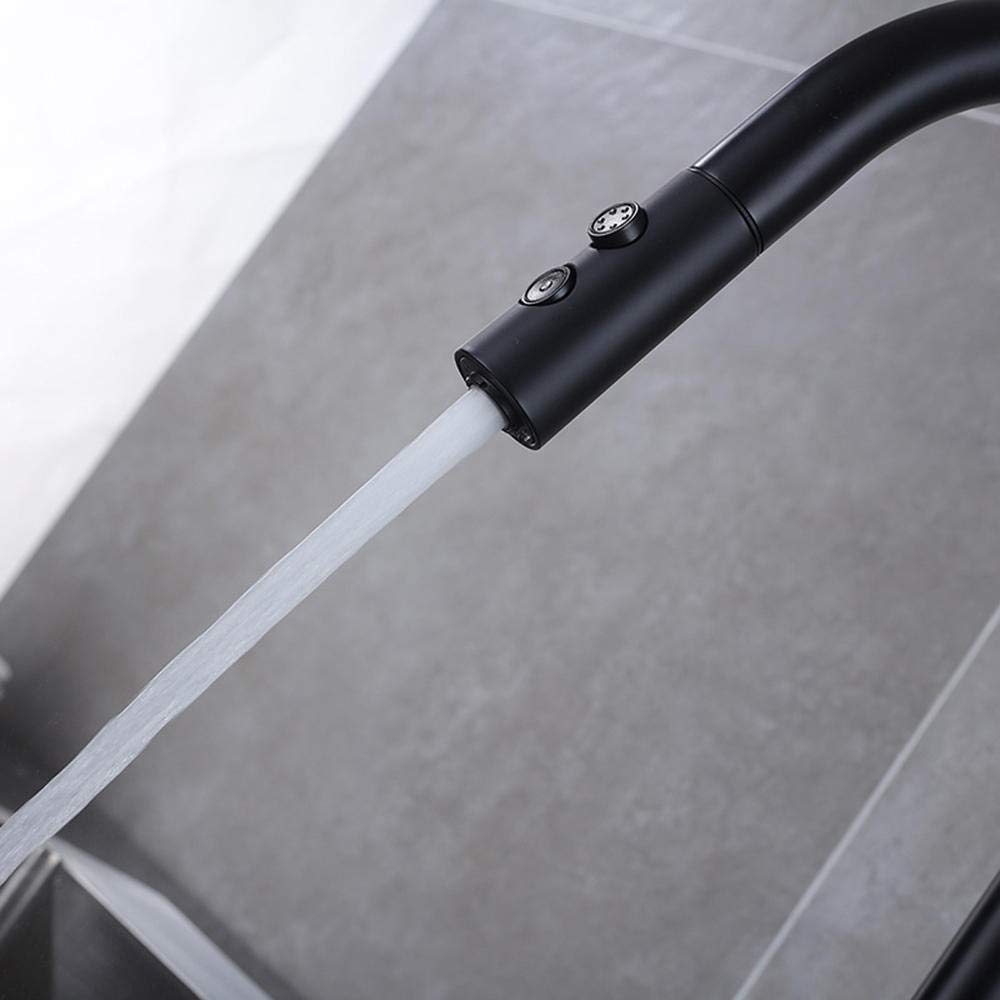 Black Pull Down Kitchen Faucet with Dual Function Sprayer - Brass Telescopic Sink Faucet for Hot & Cold Water - Perfect for Modern Kitchens & Bar Sinks