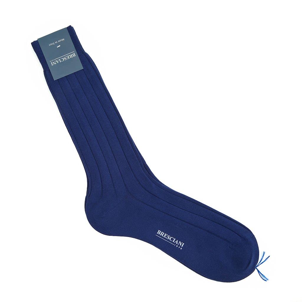 Premium Bresciani Mid-Calf Pima Cotton Dress Socks for Men - Italian Luxury Socks for Business, Office & Formal Occasions - Comfortable & Breathable Dresswear Accessories