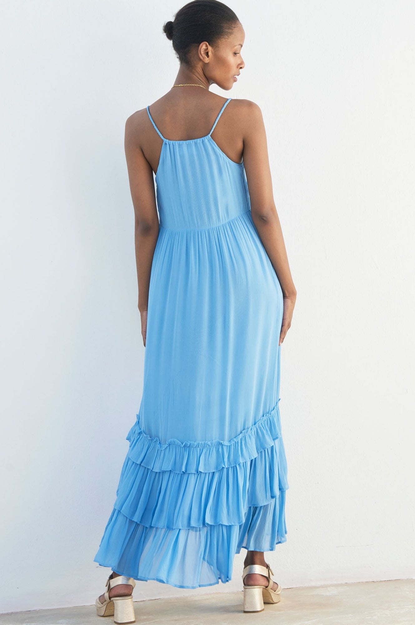 Jasmina Dress - Elegant Blue Flowy Midi Dress for Women | Perfect for Casual Outings, Date Nights & Summer Parties