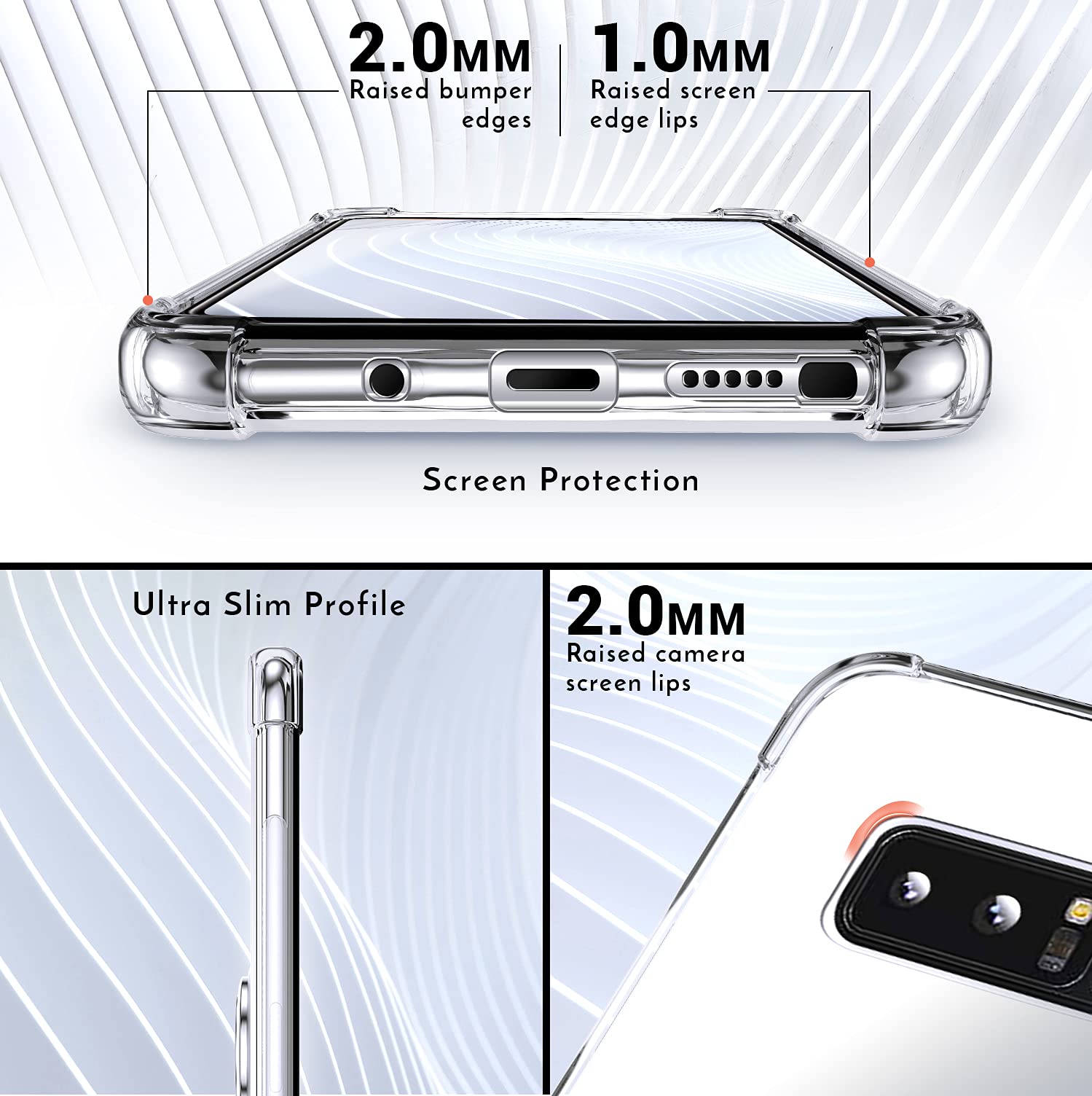 Premium Clear Shockproof Phone Case for Samsung Galaxy Note 8 - Soft TPU with Ring Stand, Slim Protective Cover | Perfect for Work, Travel & Everyday Use