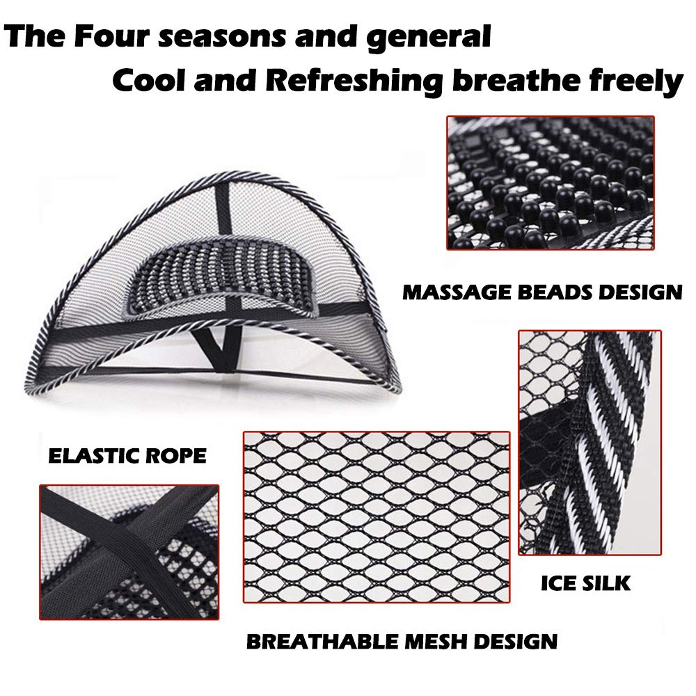 Ergonomic Big Ant Lumbar Support Cushion with Massage Beads - Car Seat, Office Chair & Wheelchair Back Support for Lower Back Pain Relief - Perfect for Long Drives, Work from Home & Mobility Comfort