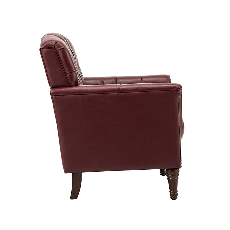 Premium Genuine Leather Armchair - Handcrafted Modern Lounge Chair for Living Room, Office & Study - Brown Leather Recliner with Solid Wood Frame - Perfect for Home Decor & Relaxation