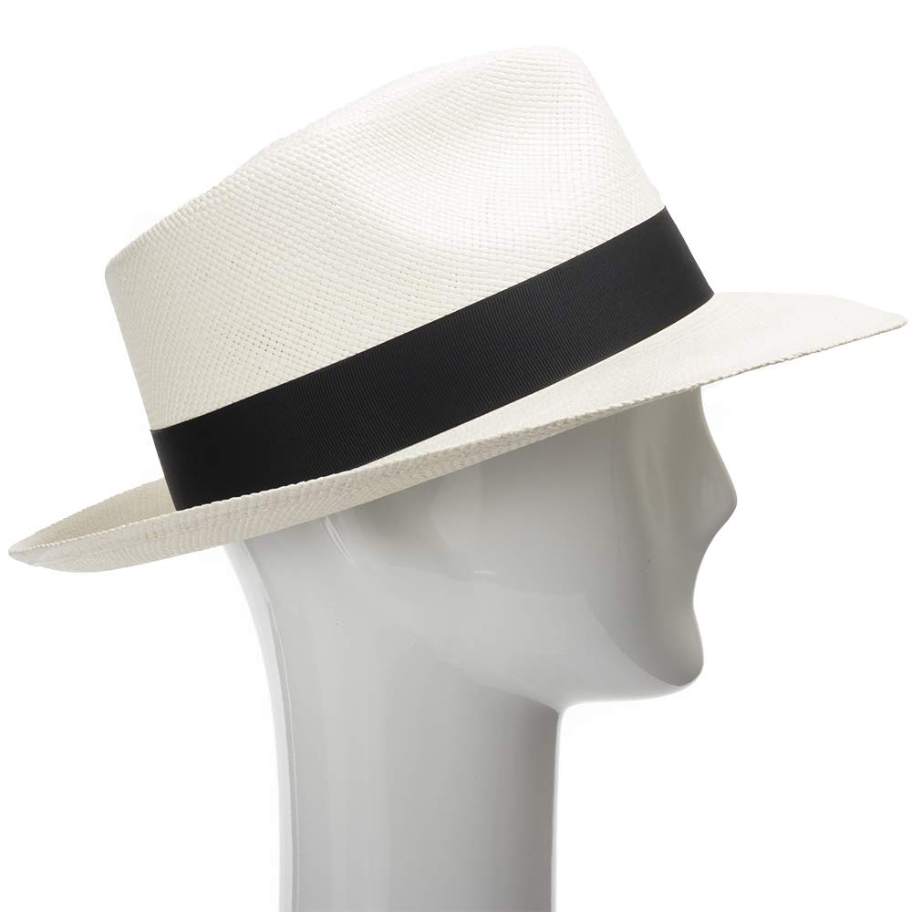 Portofino Retro Panama White Straw Hat for Women - Summer Beach Sun Hat with Wide Brim - Fashionable UV Protection Hat for Outdoor, Travel, and Vacation