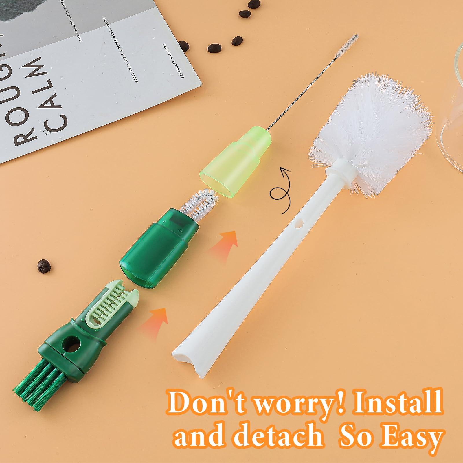 5-in-1 Water Bottle Brush Set - Clean Cups, Lids & Straws for Home & Kitchen Use