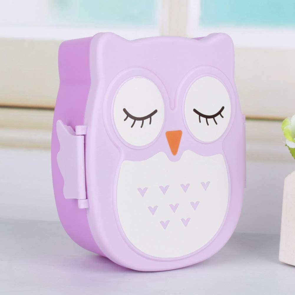Yosoo Plastic Lunch Box with Owl Design - Microwave Safe, Portable Food Storage Container for School, Office & Picnic