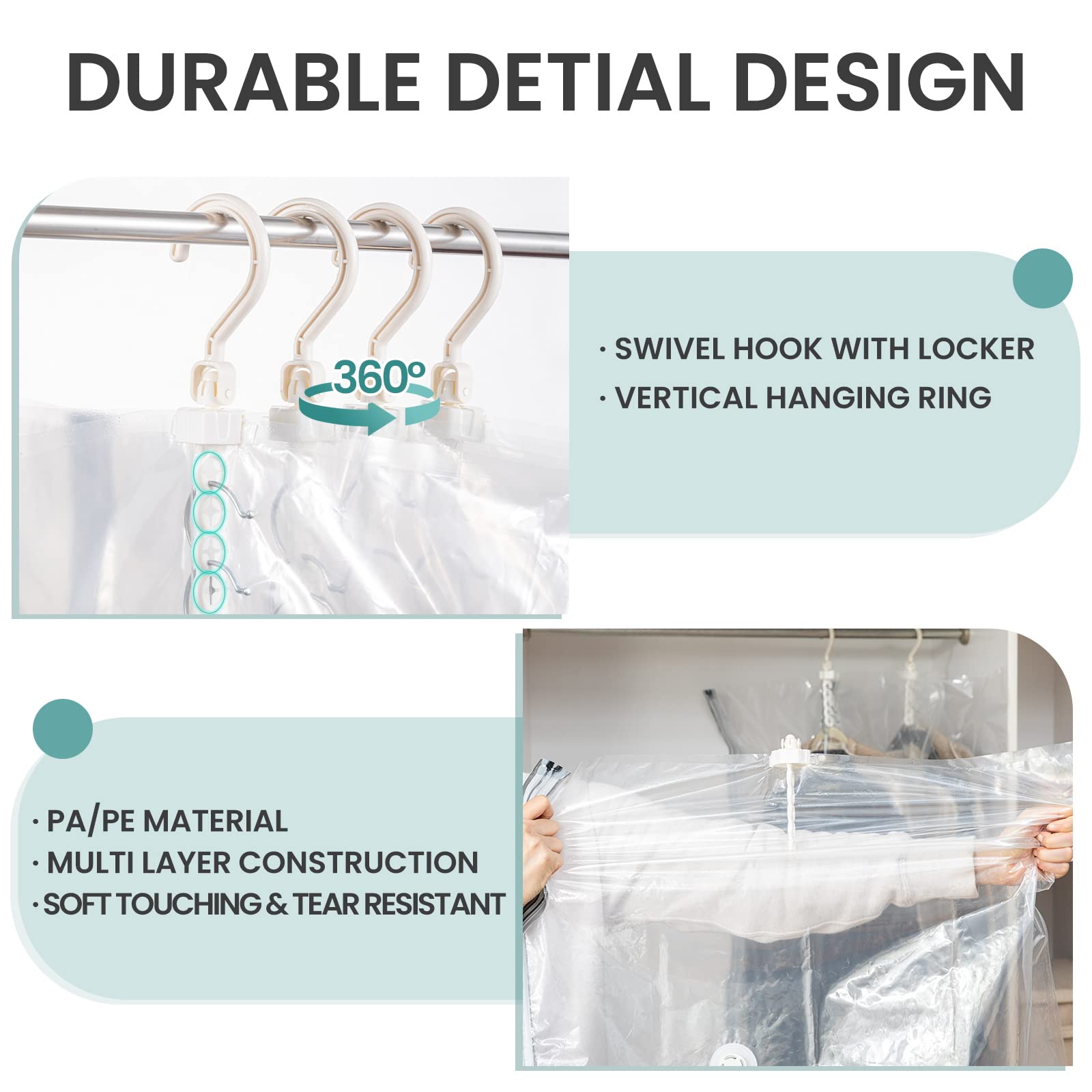 Premium Vacuum Storage Bags for Clothes - Space Saver Bags Set of 4 (2 Long, 2 Short) - Compress Clothing, Suits & Coats - Ideal for Travel, Moving & Seasonal Storage - Google SEO Optimized
