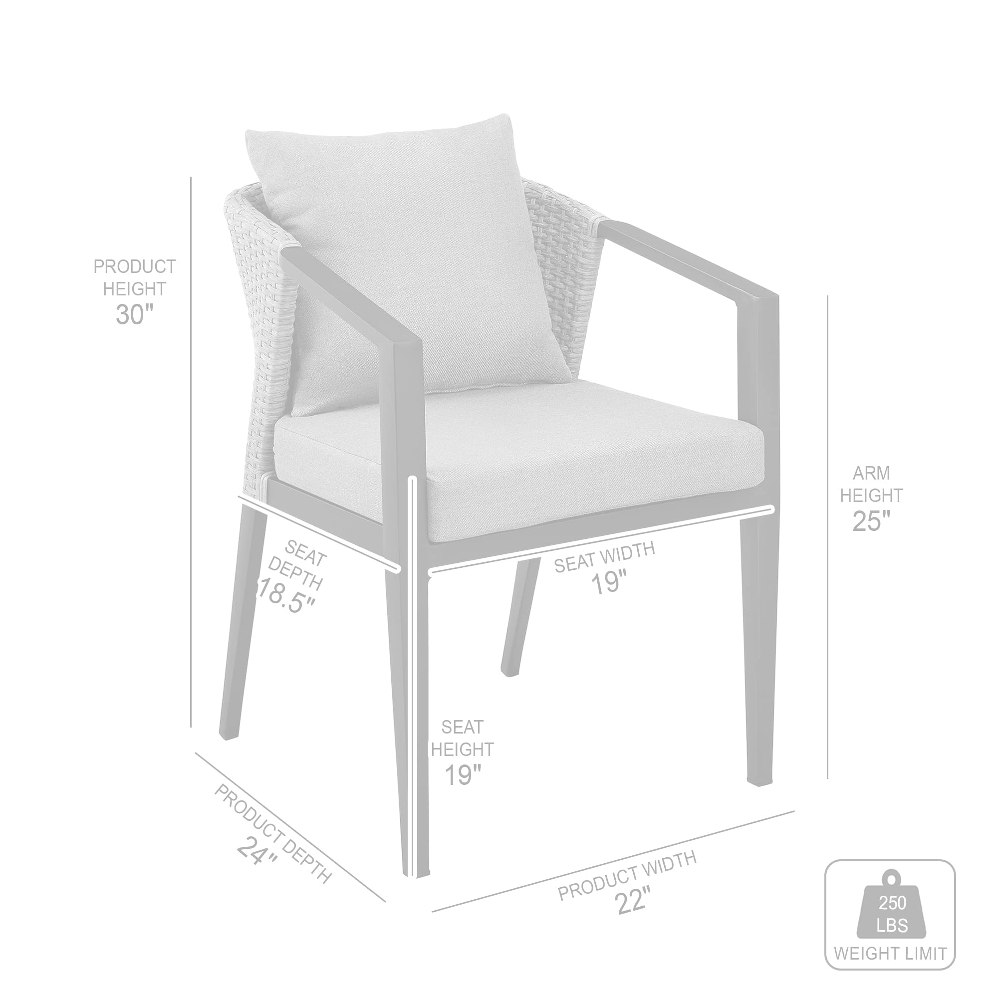 Armen Living Aileen Modern Outdoor Patio Dining Chairs - Set of 2 Black Wicker and Metal Stackable Chairs for Garden, Poolside, Deck & Patio Furniture