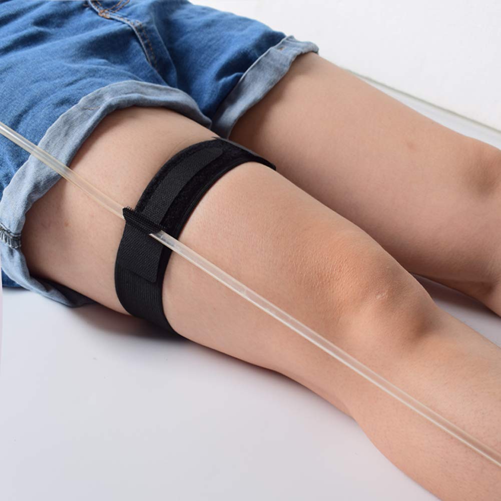 **Catheter Leg Band Holder - Anti-Slip Catheter Strap with Fixation Tape for Urinary Incontinence Supplies | Secure & Comfortable Tube & Bag Holder (Black) - Ideal for Daily Use, Travel & Post-Surgery Care**