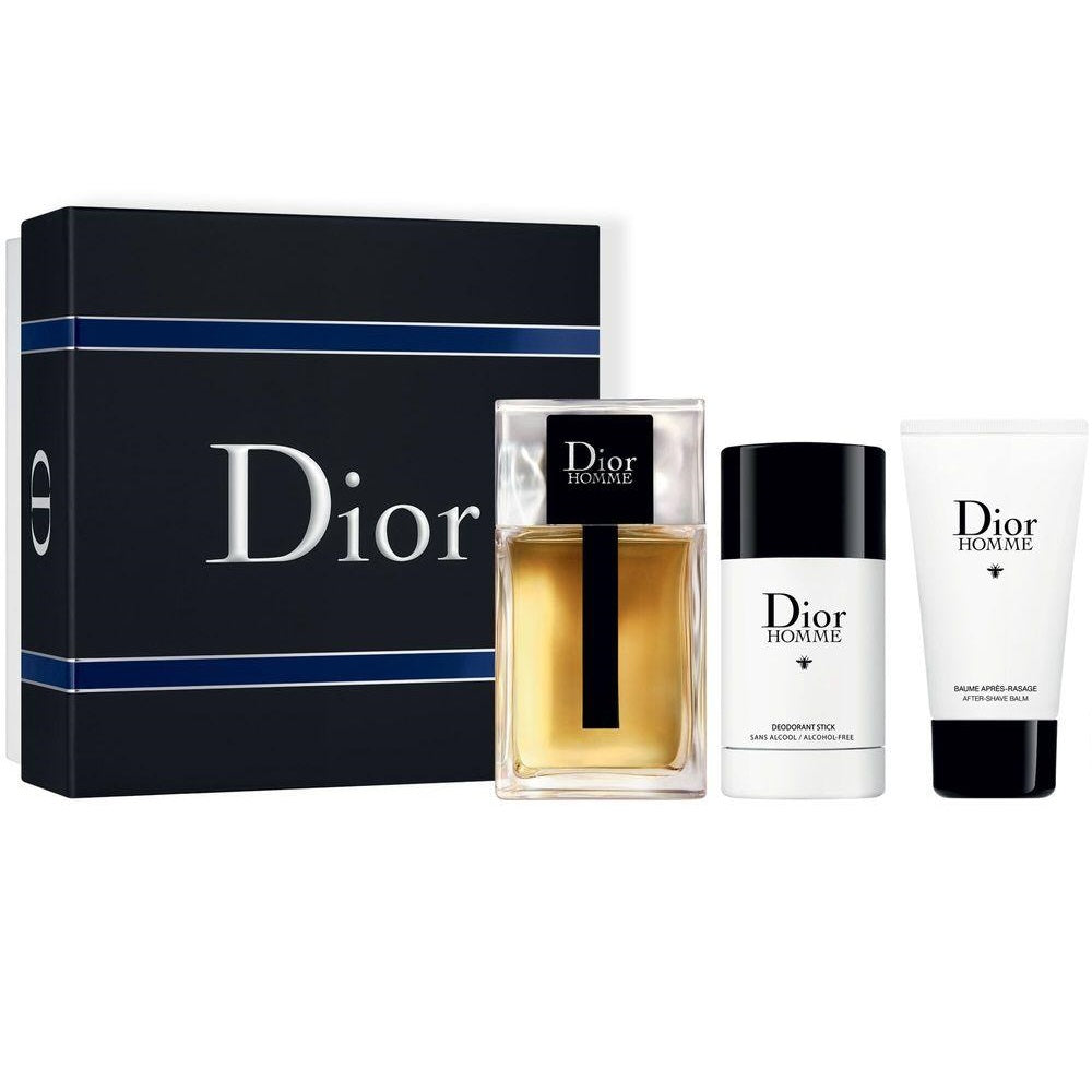 Christian Dior Homme 3-Piece Gift Set for Men - 100ML EDT Spray + 50ML After Shave Balm + 75G Deodorant Stick | Luxury Cologne & Skincare Set for Grooming, Date Night & Special Occasions