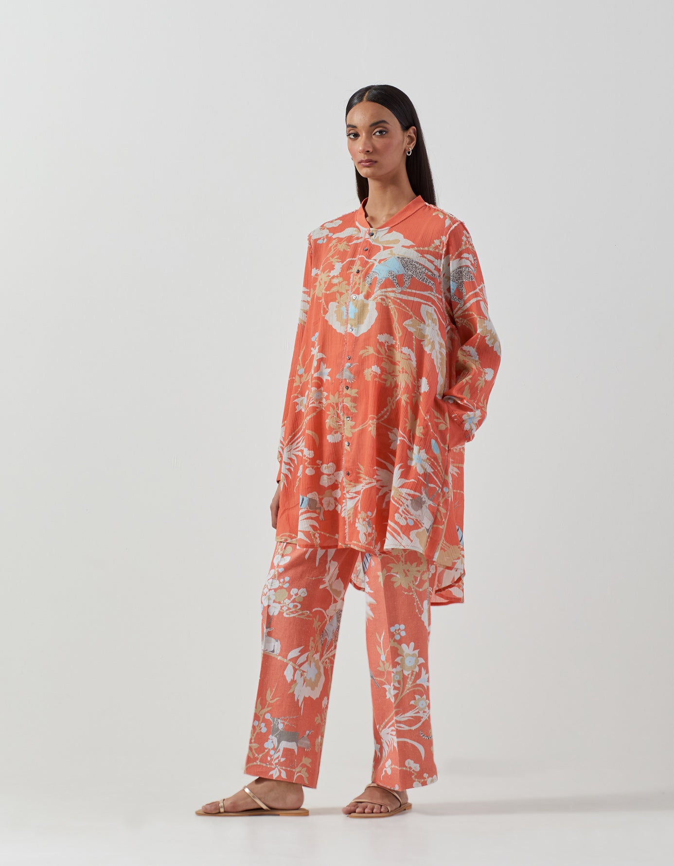 Premium Cotton Crepe Coral Shirt for Women | Soft & Breathable | Perfect for Casual Wear, Office & Summer Outfits