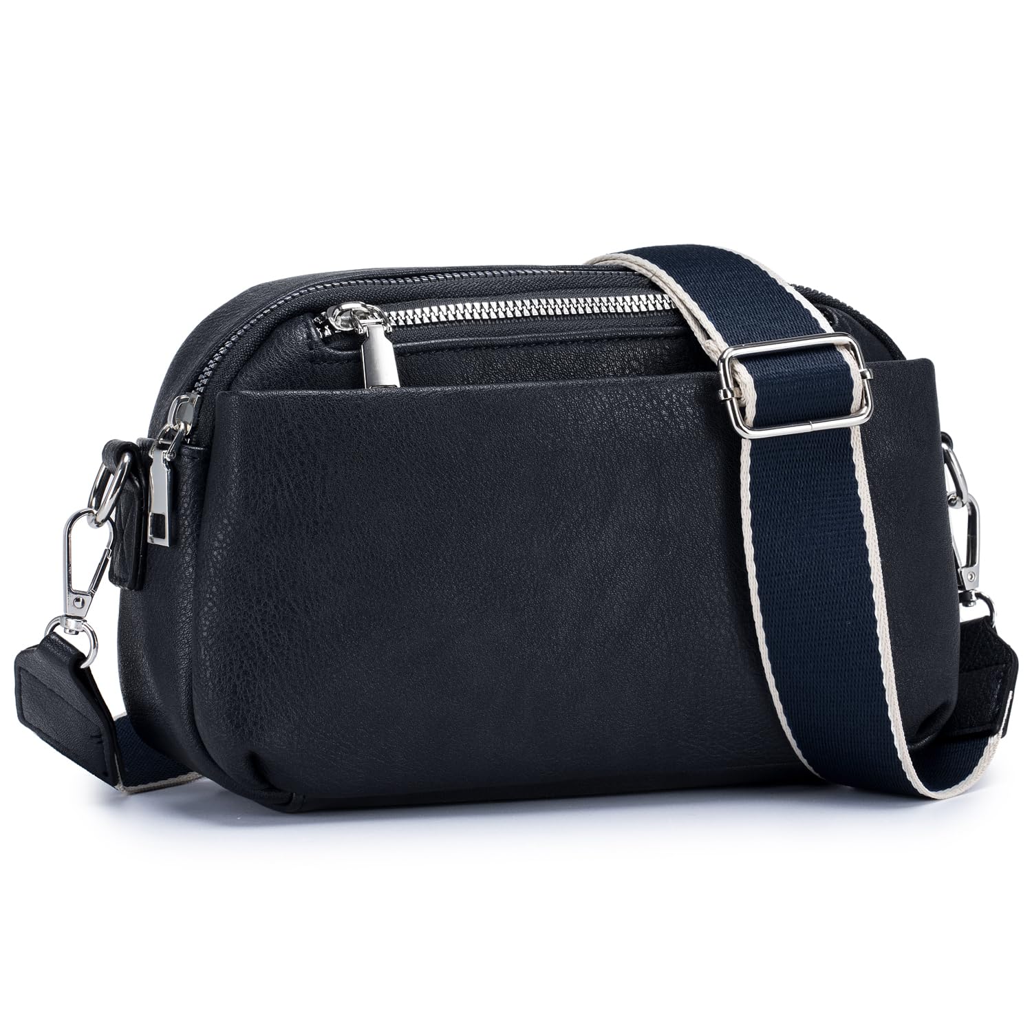 Roulens Vegan Leather Crossbody Shoulder Bag - Adjustable Wide Strap, Large Capacity with Multiple Pockets - Perfect for Travel, Work & Everyday Use