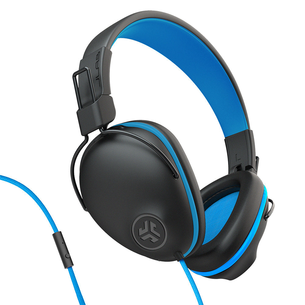 JBuddies Pro Wired Over-Ear Headphones for Kids - Volume Limited Safe Listening (Blue) - Perfect for School, Travel & Online Learning