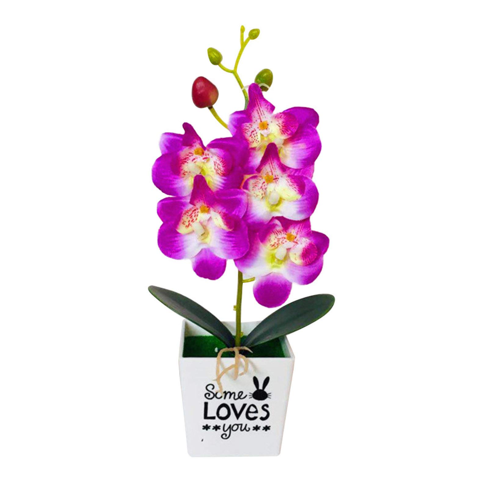 Unizhouxi Artificial Butterfly Orchid Bonsai Fake Flower with Pot - Purple Home Decor for Living Room, Office, Wedding Centerpiece