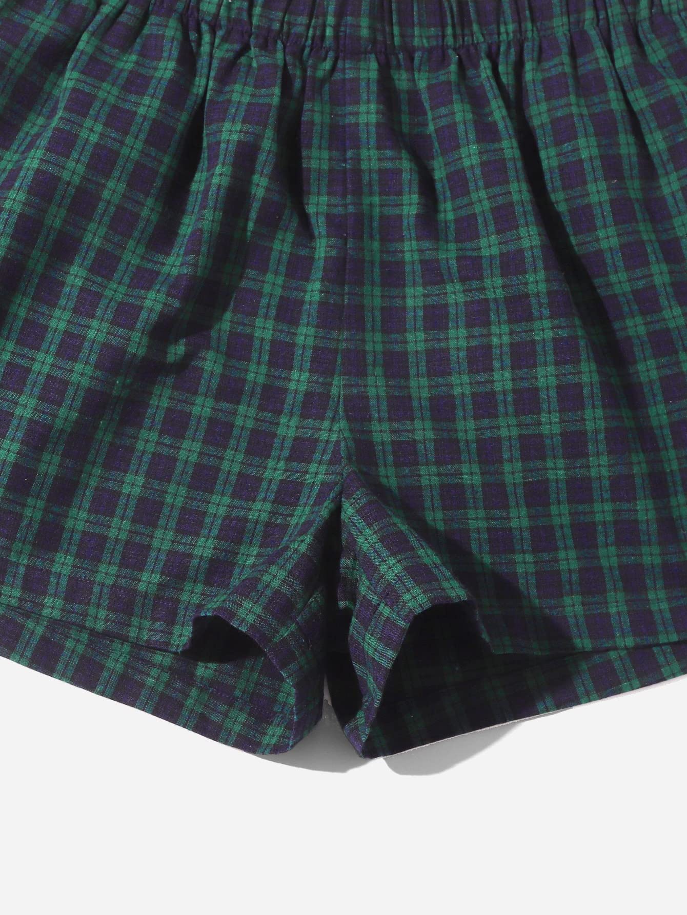 Stylish Women's Elastic Waist Plaid Lounge Shorts - Comfortable Sleepwear & Pajama Bottoms for Home, Vacation & Relaxation